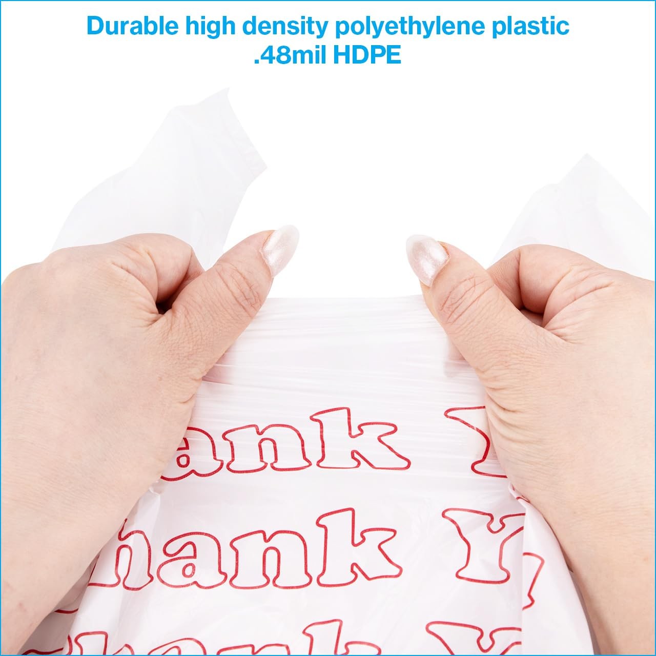 Thank You T-Shirt Bags – Pack of 1000 – (11 ½” x 6 x 21) – Thickness .48mil HDPE