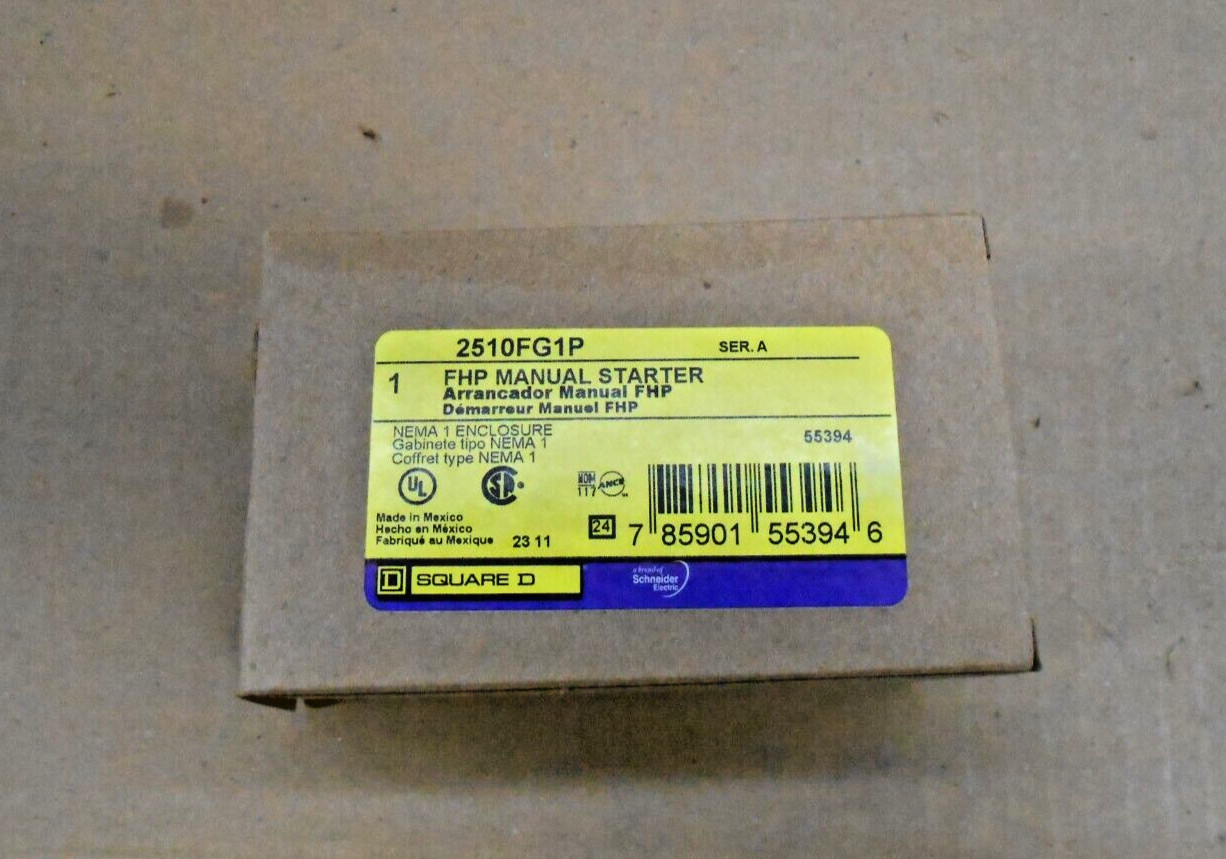 1 NIB NEW SQUARE D 2510FG1P FHP MANUAL MOTOR STARTER NEMA 1 SERIES A (7 AVAIL)