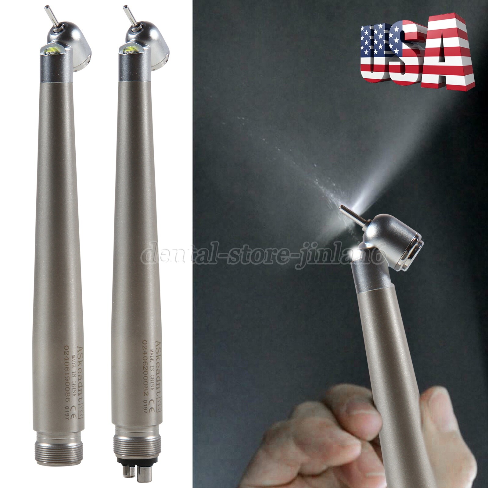45° LED Light Dental PANA-MAX Push High Speed Handpiece Turbine 4/2H fo