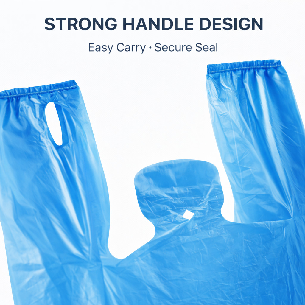 Blue T-Shirt Grocery Bags 1/6 Large 21×6.5×11.5 0.51 Mil Plastic Bulk