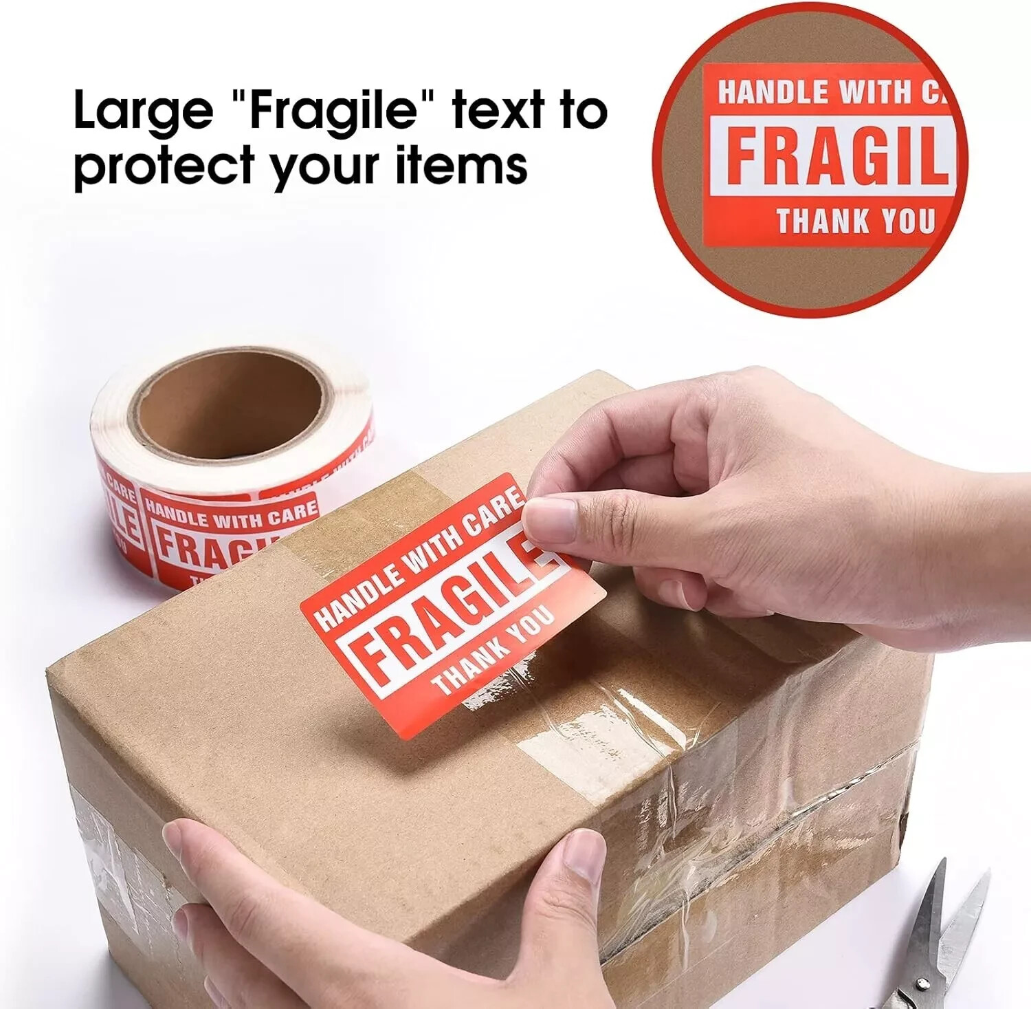 Fragile Stickers 1 Roll 500 2″x3″ Fragile Label Sticker Handle with Care Mailing