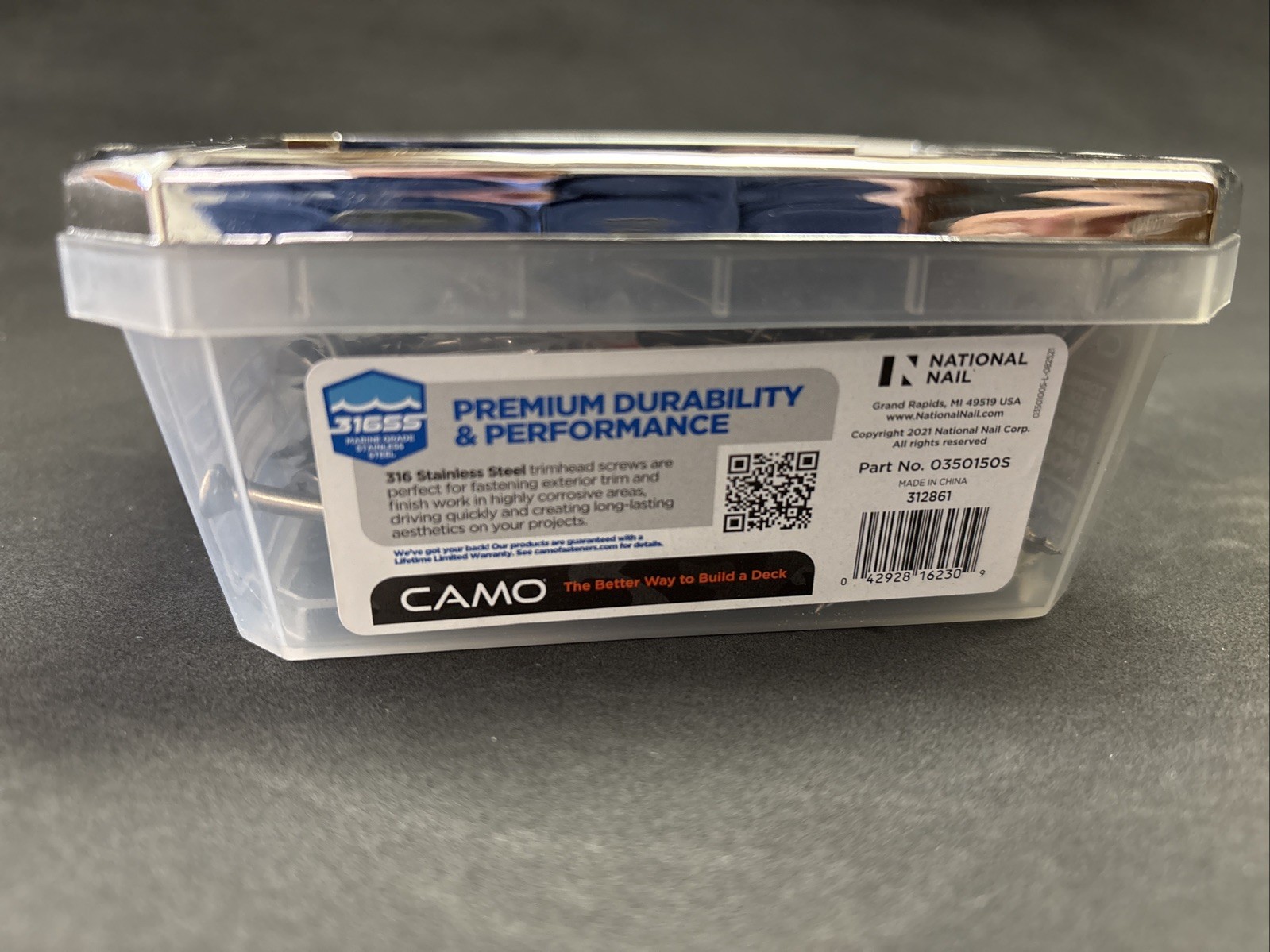 CAMO (100 Count) #8 X 2-1/2” Marine Grade 316 Stainless Deck Screw t25