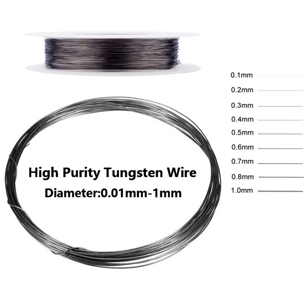2Pc 3.2ft-16ft Tungsten Wires 99% High Purity Pure Tungsten Fine Wire 0.01mm-1mm