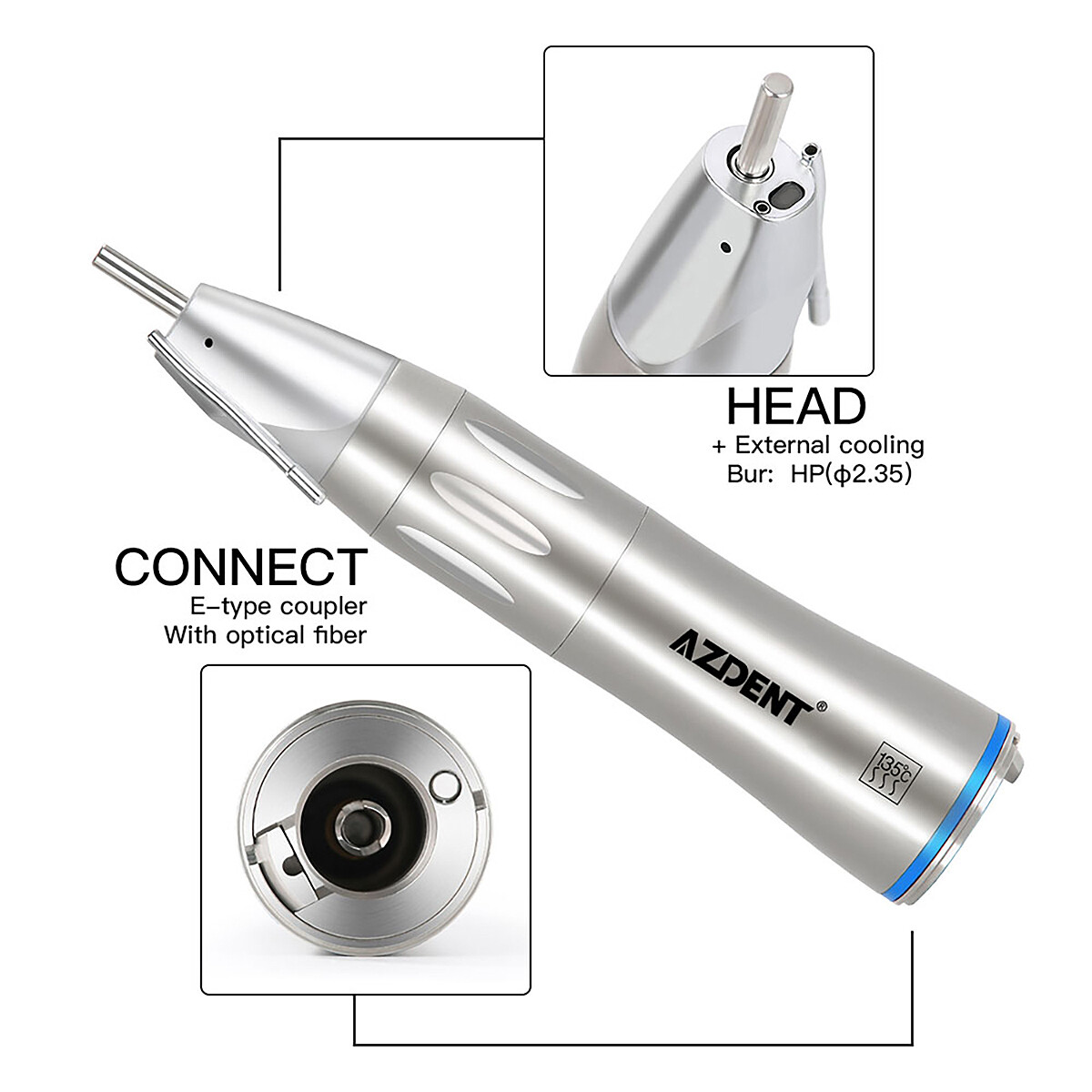 Dental Surgical 1:1 Fiber Optic LED Handpiece Low Speed Straight Handpiece