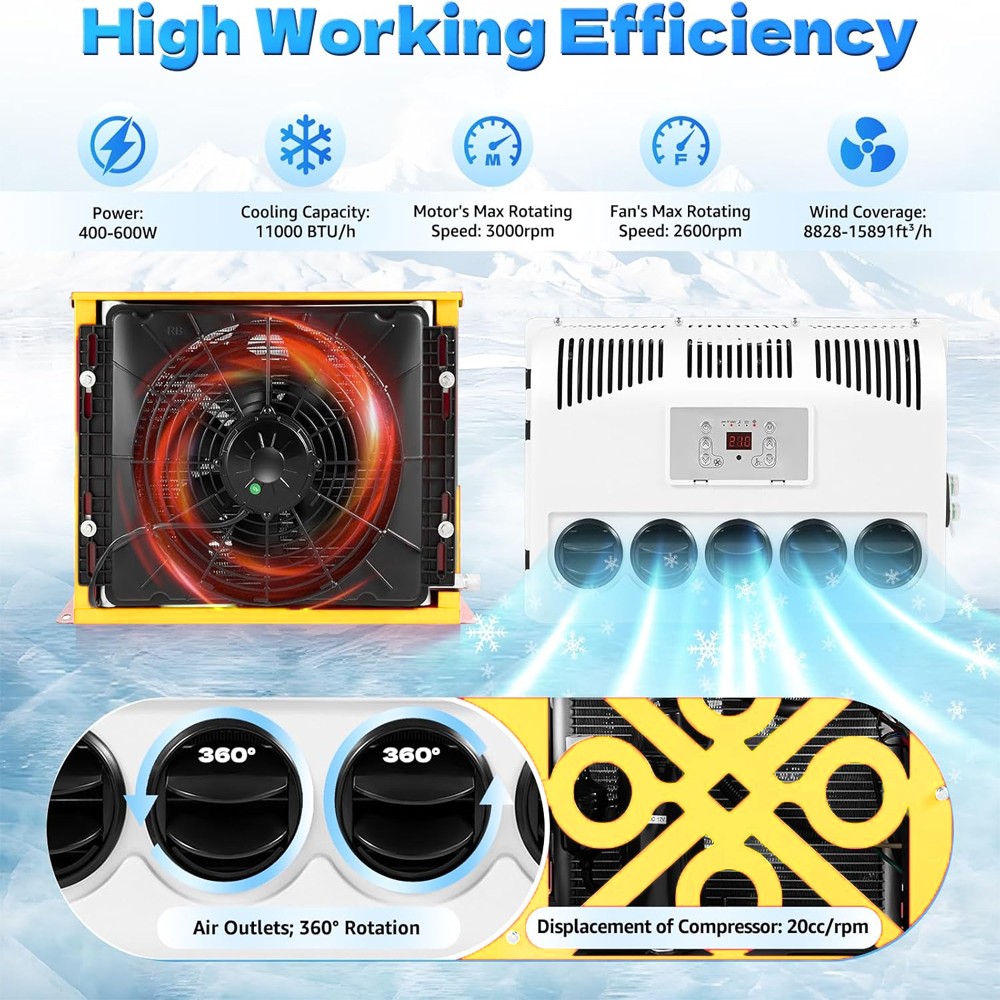 12V 11000BTU Car Hanging Air Conditioner A/C Kit For Car Truck Vehicle Universal