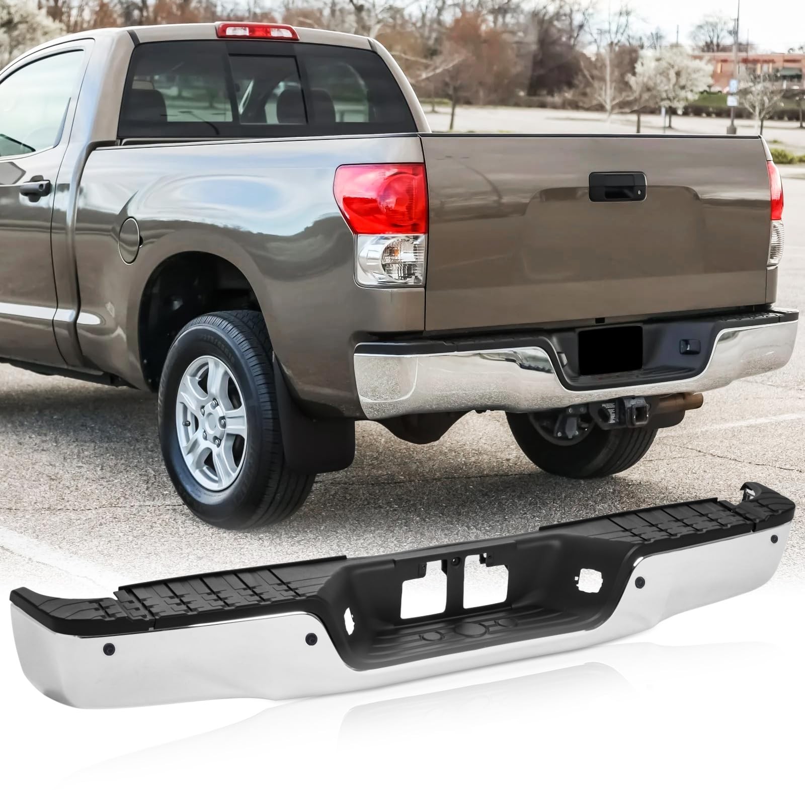 Steel Rear Step Bumper Compatible with 2007-2013 Toyota Tundra