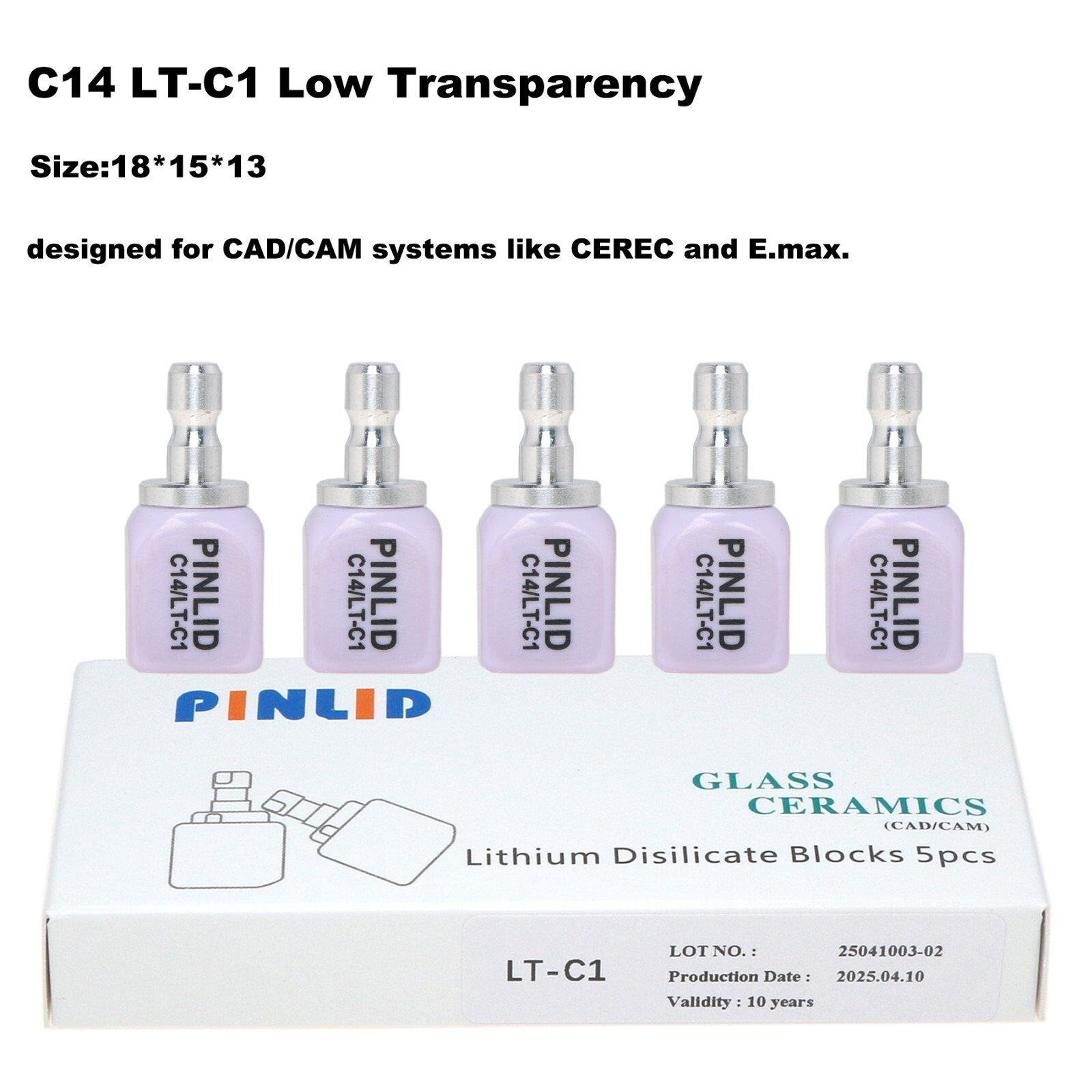 US C14 HT/LT Glass Ceramic Blocks Lithium Disilicate CAD/CAM Cerec Block 5Pcs