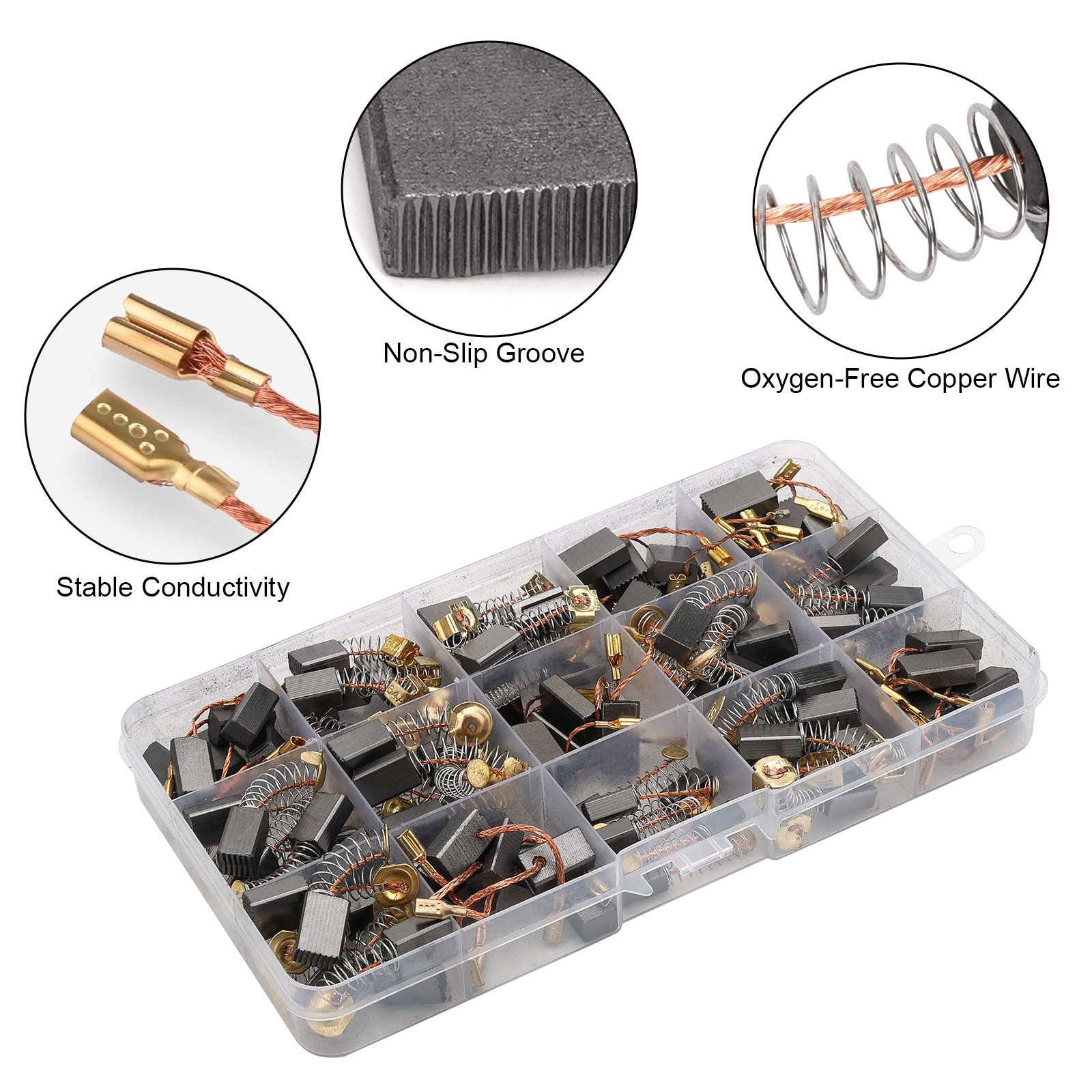 105x 15 Sizes Electric Motor Graphite Carbon Brushes Accessories For Power Tool