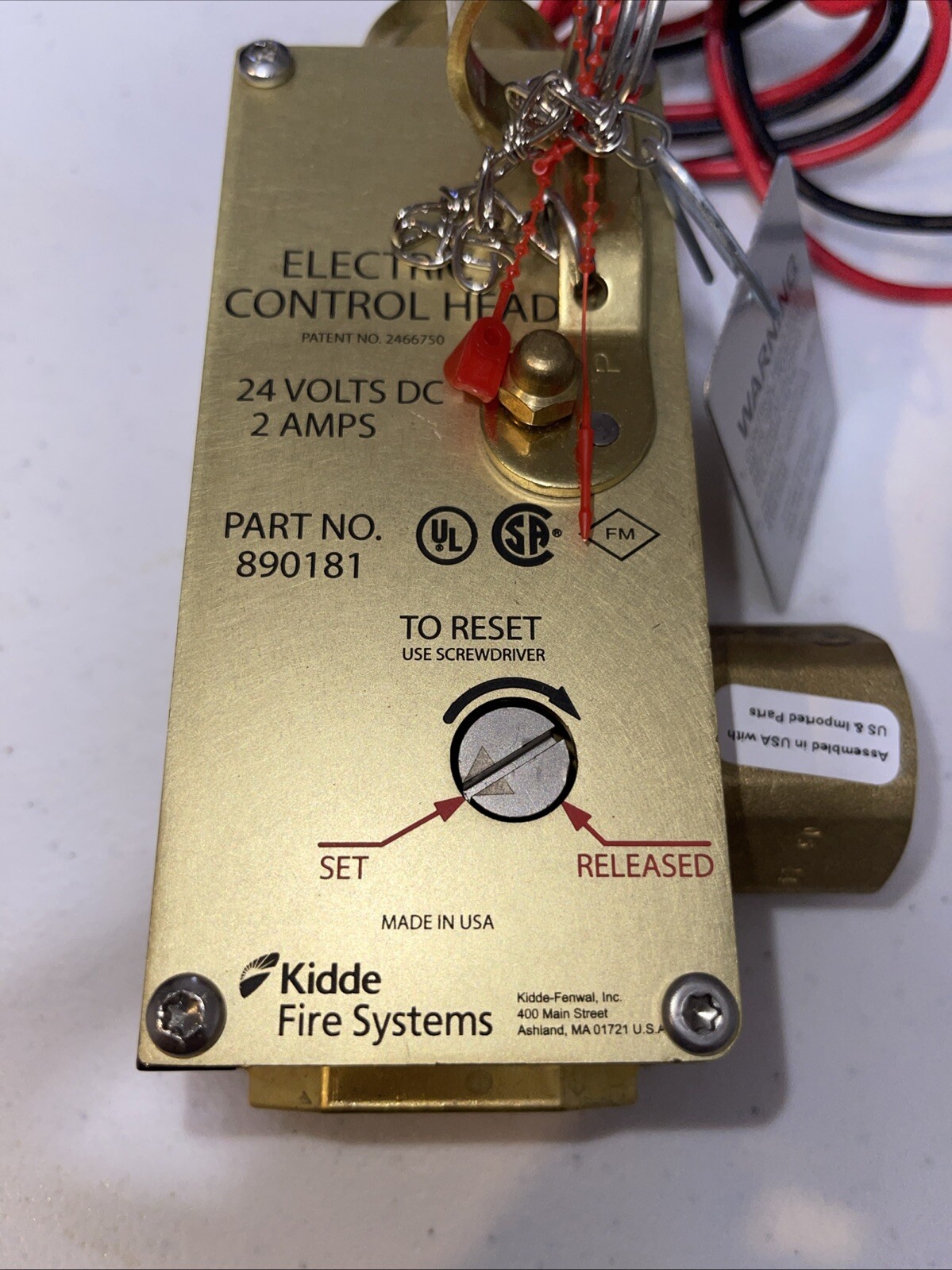 Kidde WK-890181-200 Electric Control Head, 24V, New Never Use, With Out Box ?