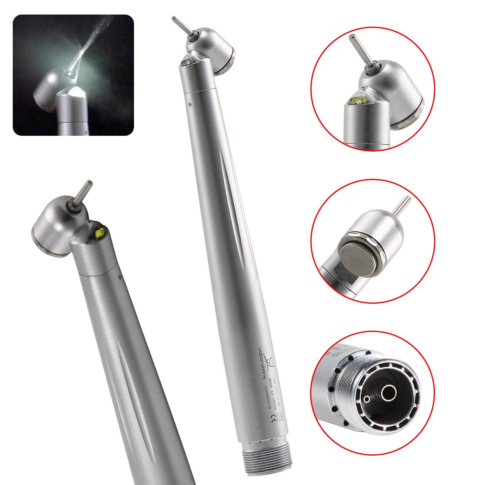 Dental 45° Angle Degree LED Light push button head optic fiber handpiece 2H USA