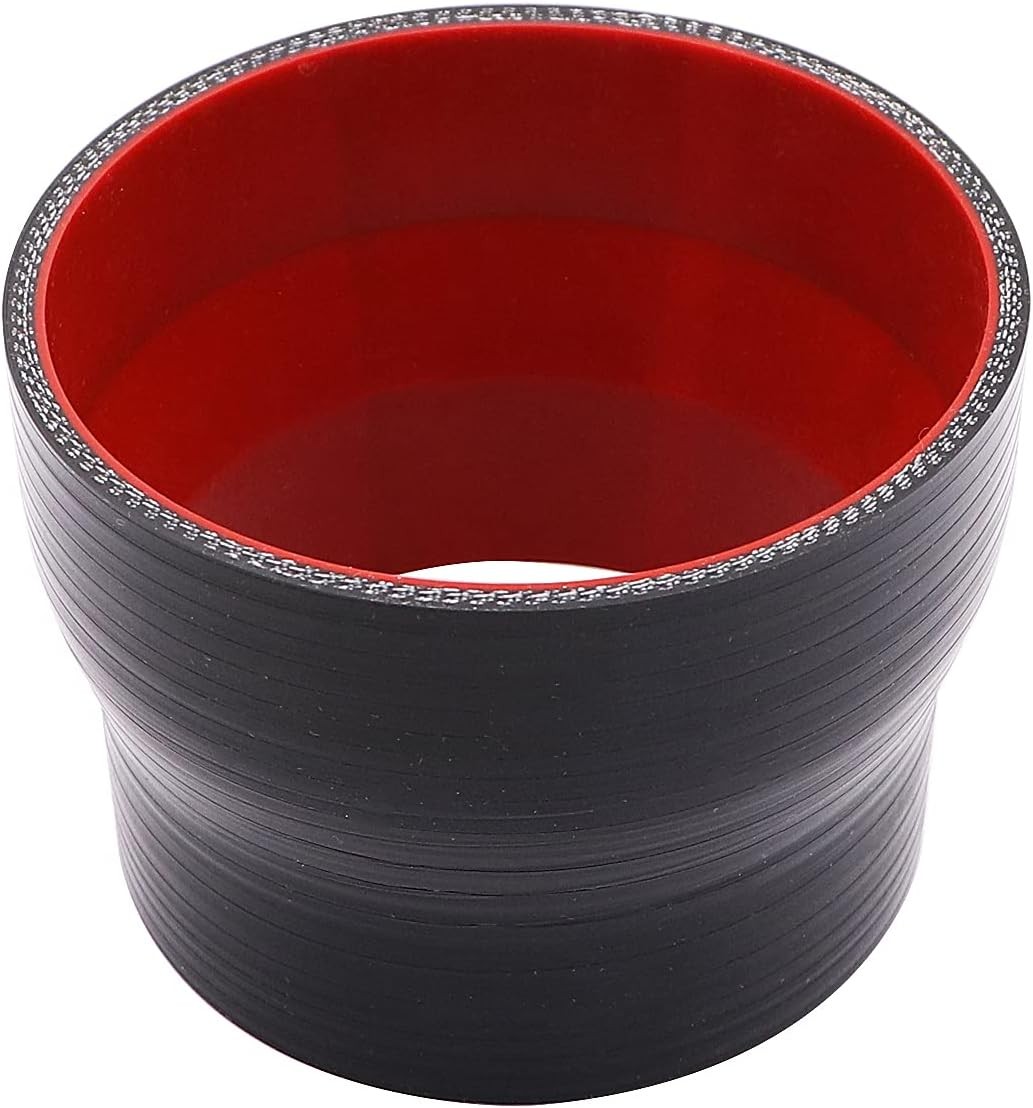 3-1/2 to 4 inches Straight Black Silicone Reducer Coupler with 2 Size: ID3.5-4