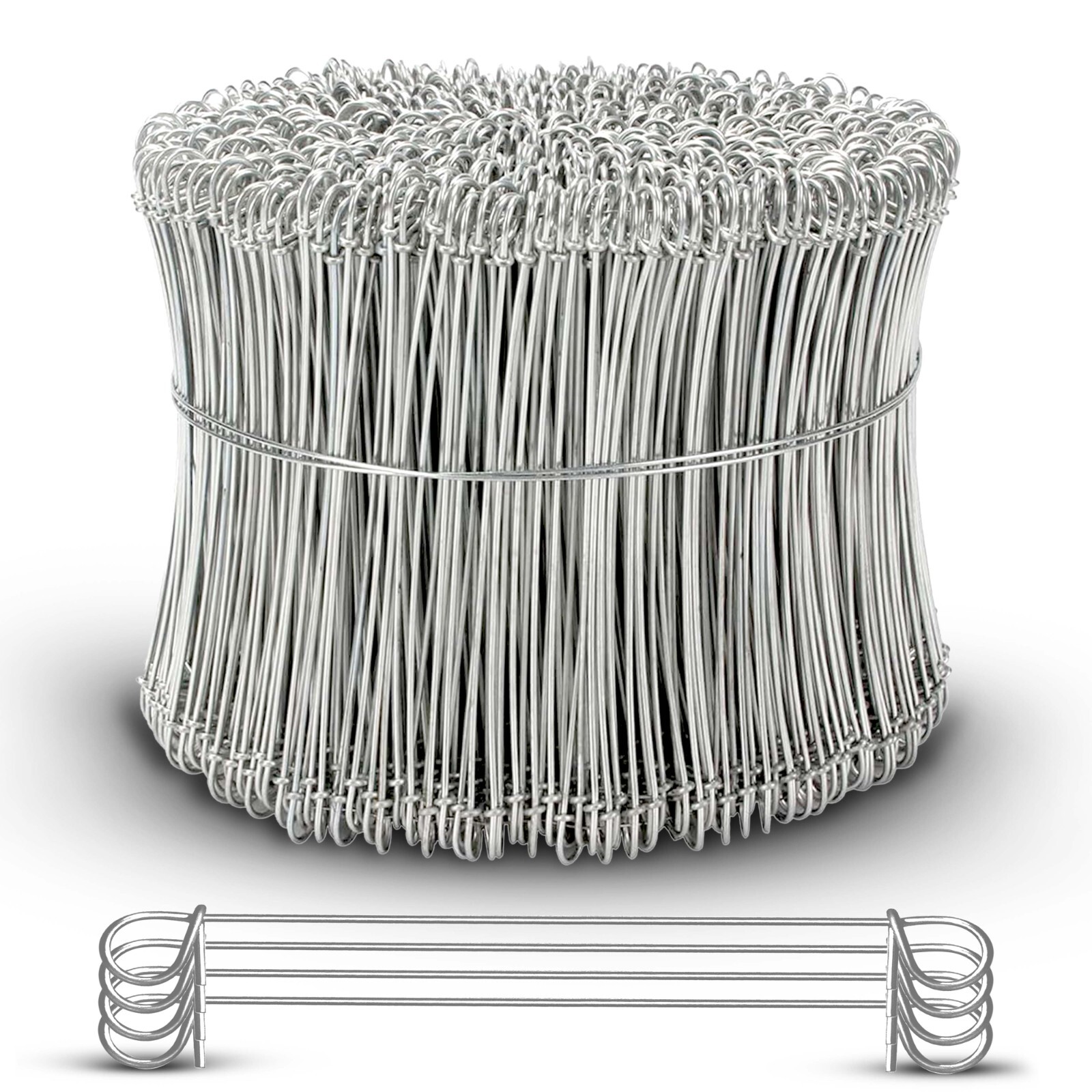8 Inch x 1000pc STAINLESS STEEL Double Loop Rebar Wire Ties, 16 Gage, SIMBASTEEL
