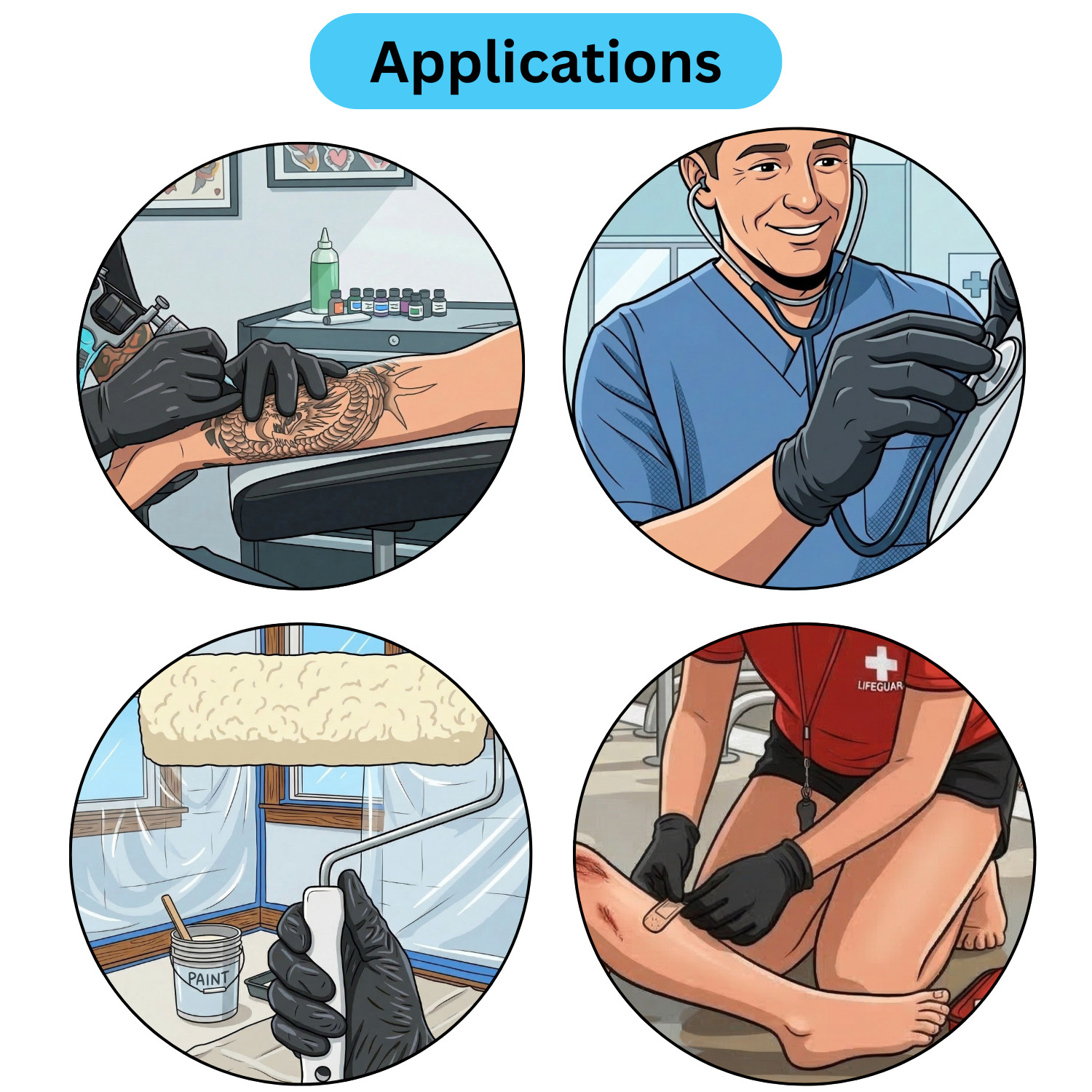 1000 Pieces, Black Nitrile Powder Free Disposable Gloves 2XL 6 MIL Full Texture