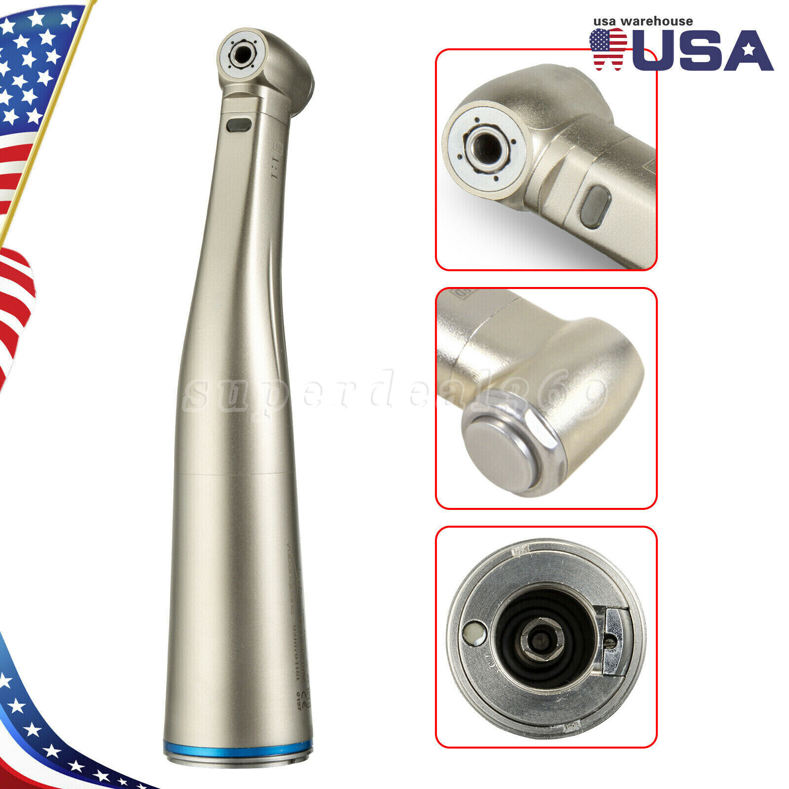 1-5*Dental 1:1 /1:5 LED Fiber Optic Contra Angle Handpiece Fit Electric Motor OR
