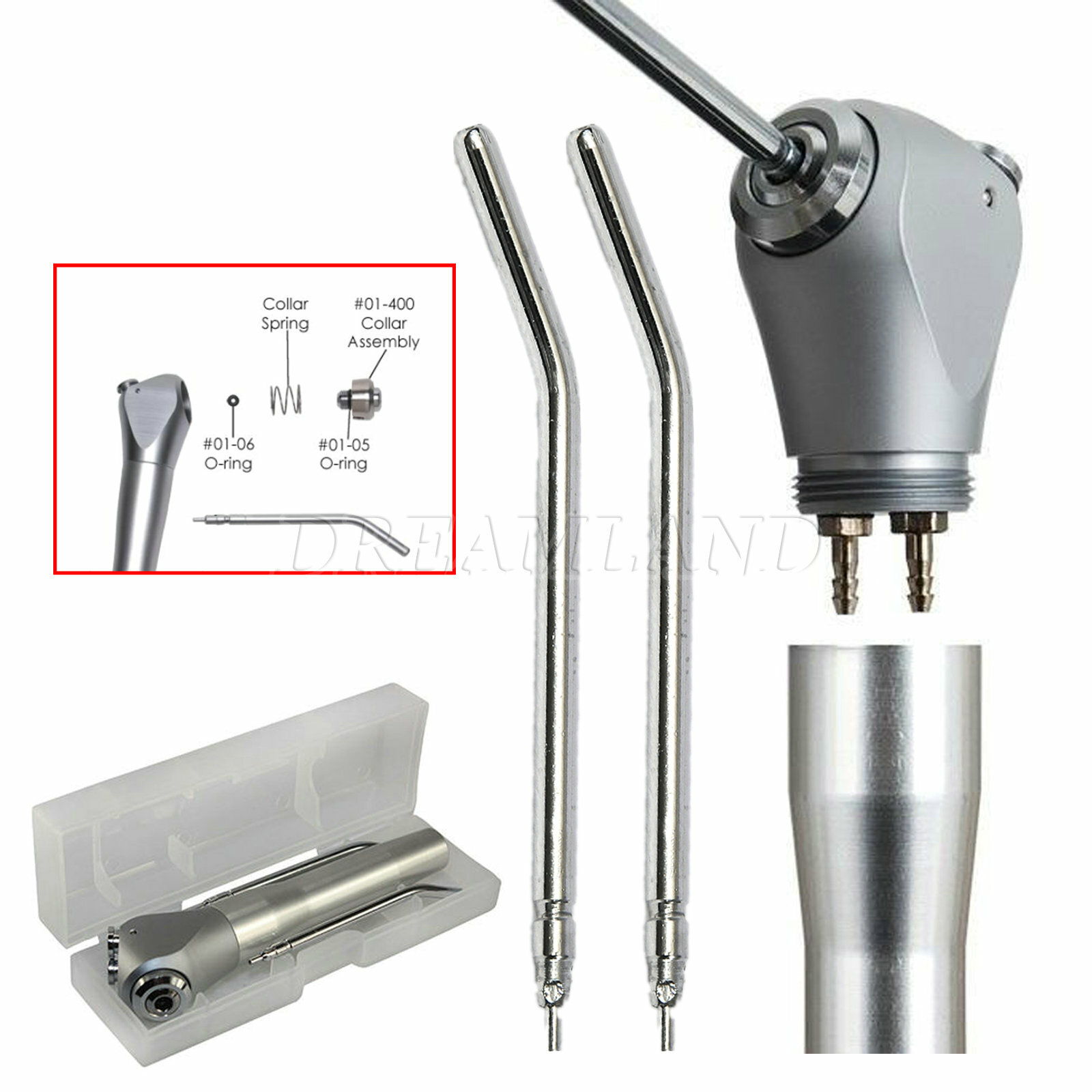 Dental 3 Way Air Water Syringe Triple Spray Handpiece 2 Nozzles Tips Tubes PRU