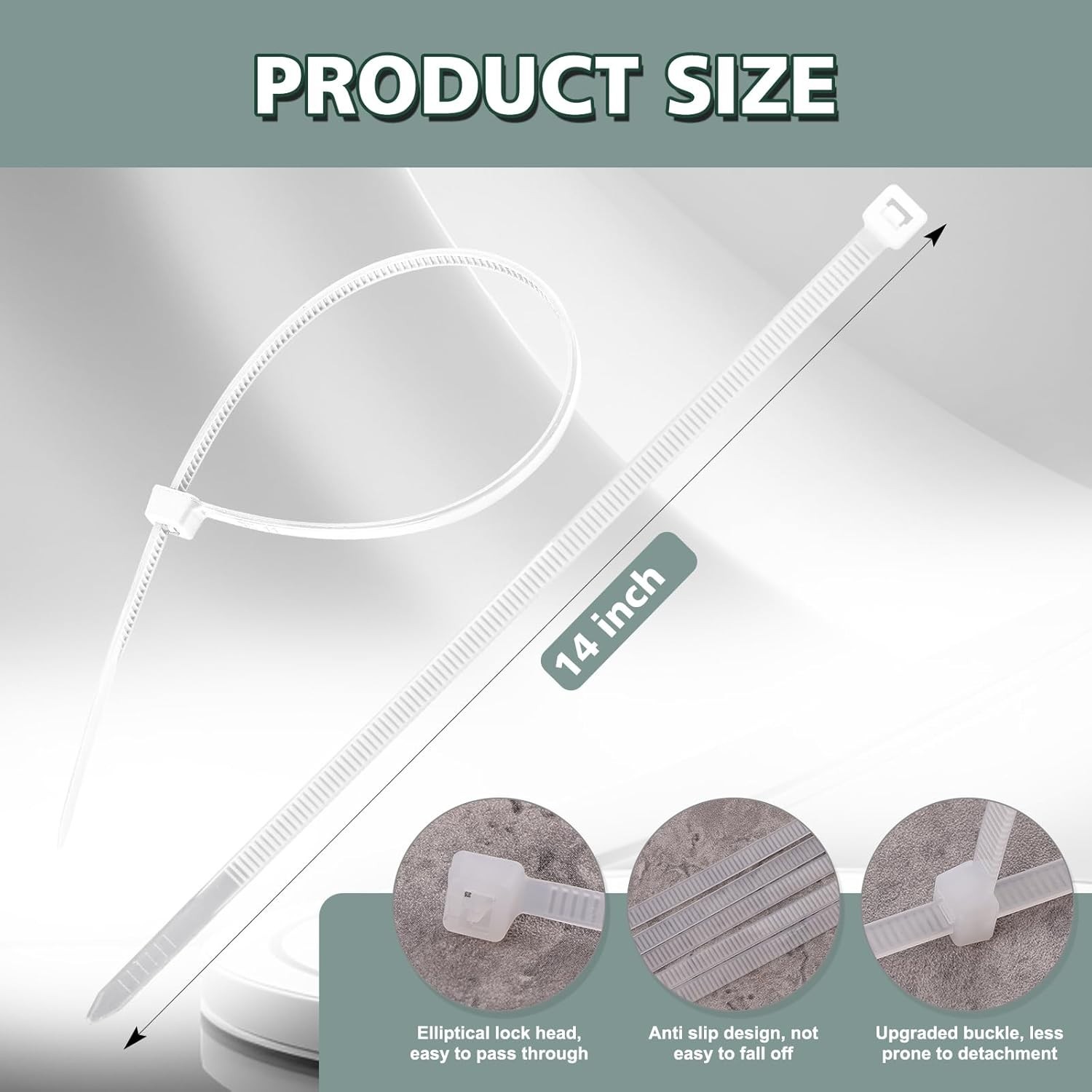 14 Inch Heavy Duty UV Resistant Nylon Cable Ties – 100 Pack for Secure Bundling