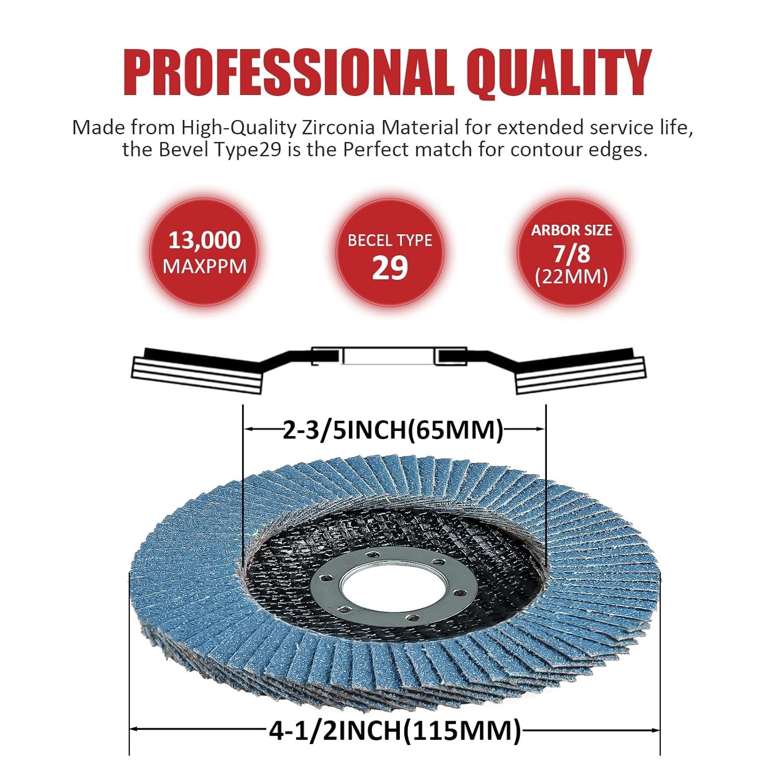 71878 60 Pack 4-1/2 Inch Flap Discs 40/60/80/120 Grit Type 29 7/8″ Arbor