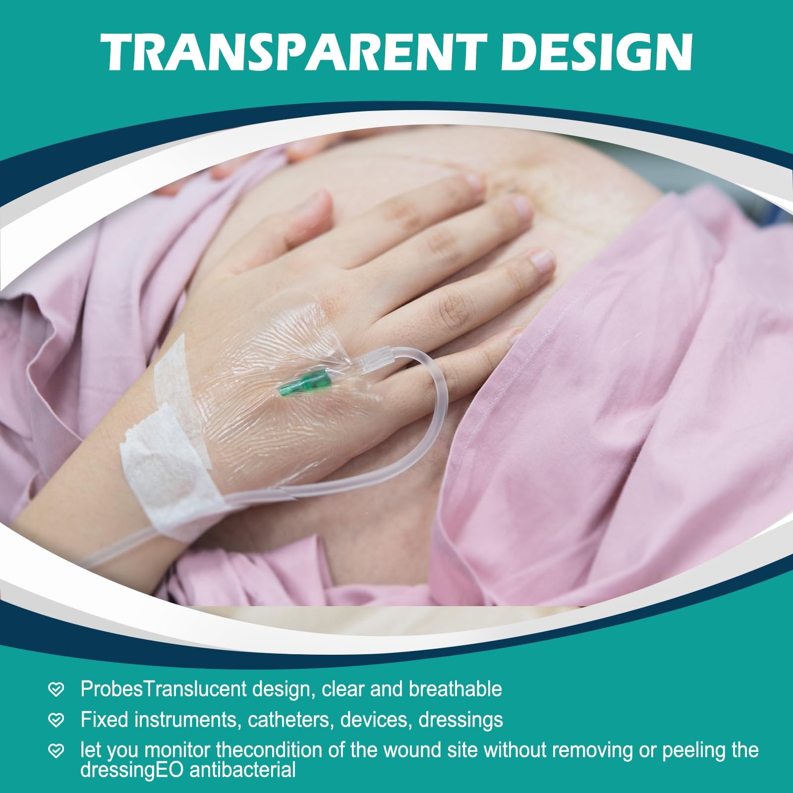 Transparent Film Dressing 4″ x 4.75″ Box of 30 – x 4.75″(30 PCS), White