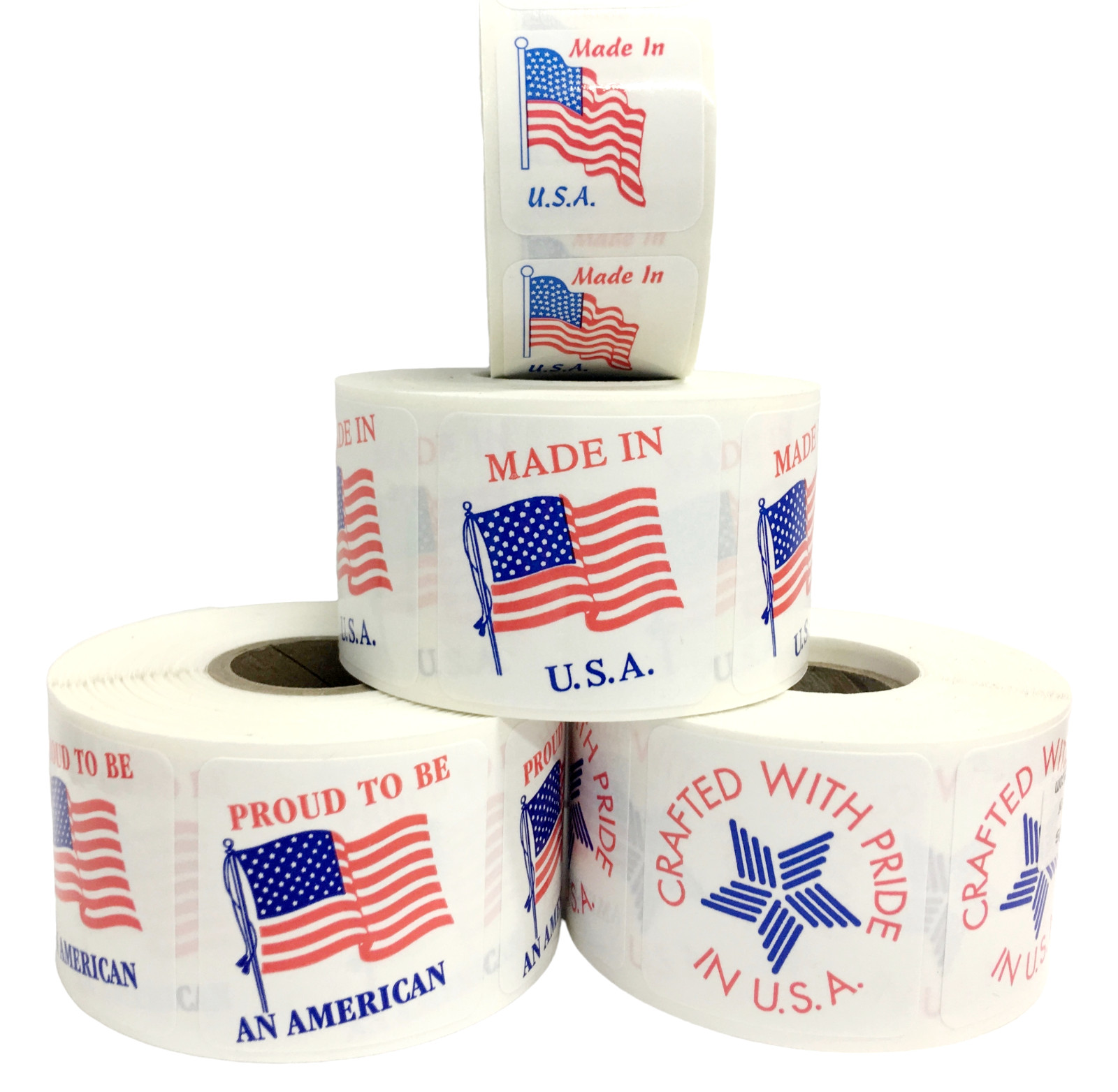 Made in U.S.A. (1.5″) Labels America American Flag Peel & Stick (2) RLS 500 EA