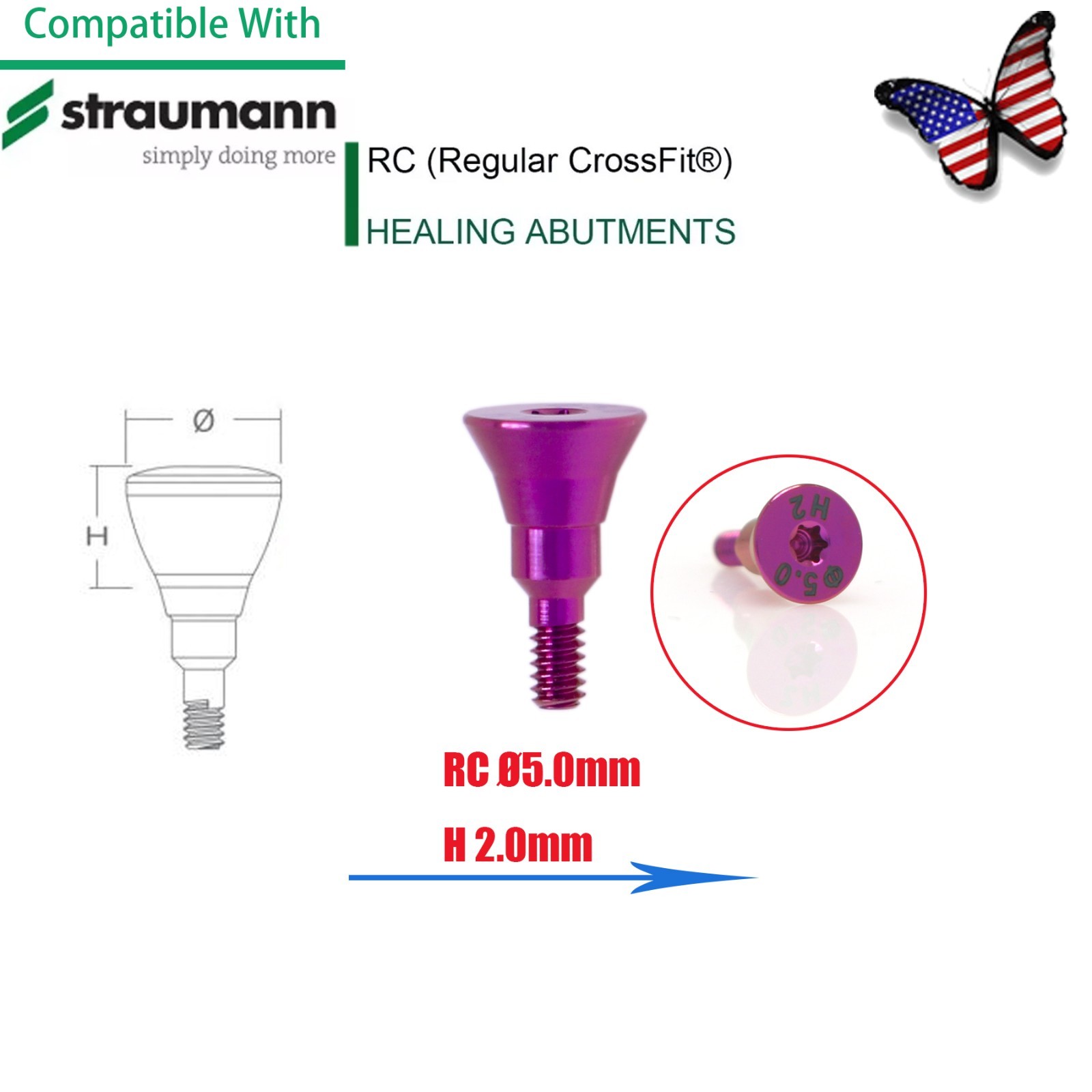US Fit Straumann Analog Scan Body Transfer Healing Abutment Cap ITI Bone Level