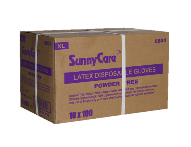 SUNNYCARE LATEX GLOVES – 6804 XLARGE – CASE OF 10 BOXES (100 GLOVES/BOX)