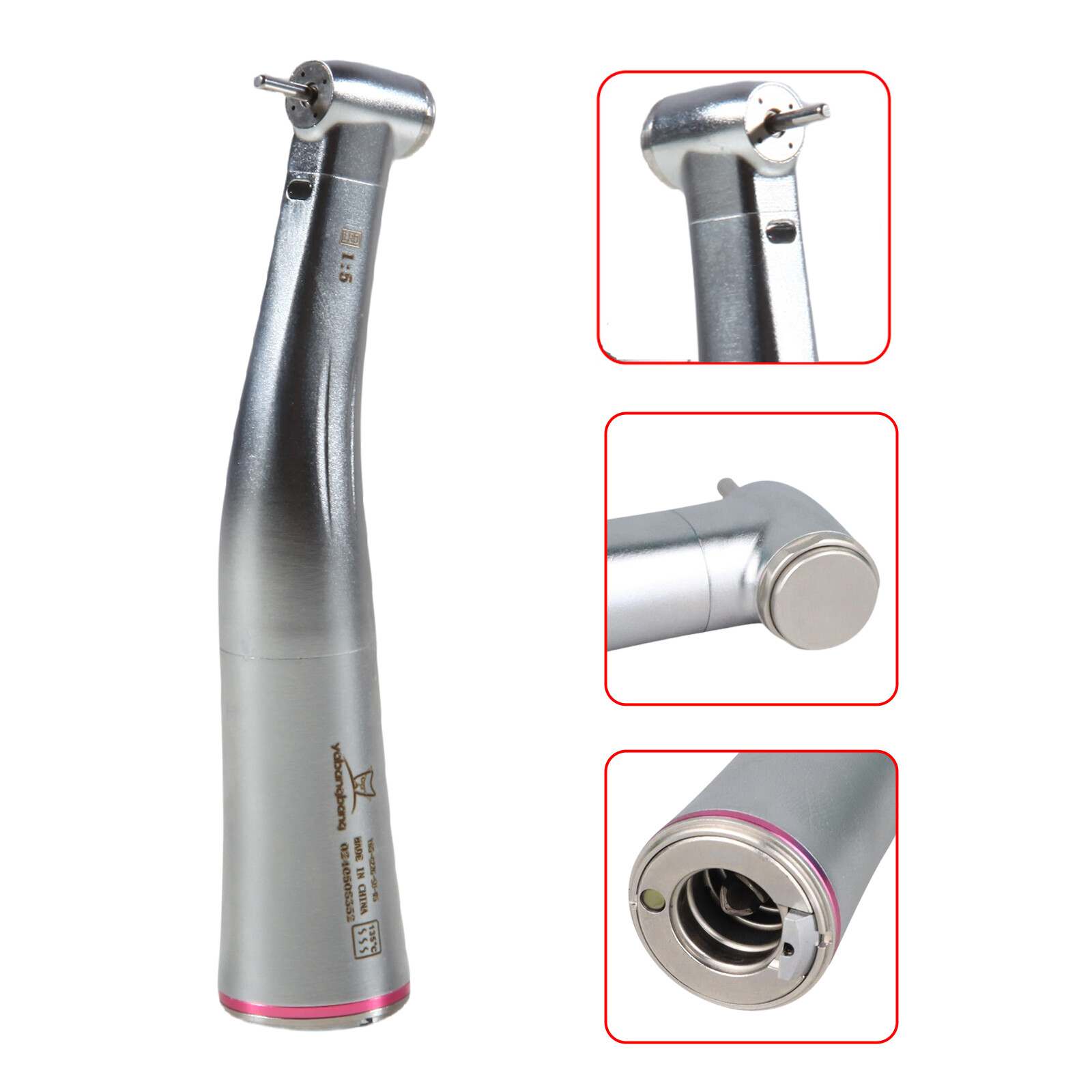 Dental 1:5 Increase LED Fiber Optic Contra Angle Red Ring Fit NSK Ti Max Z95L