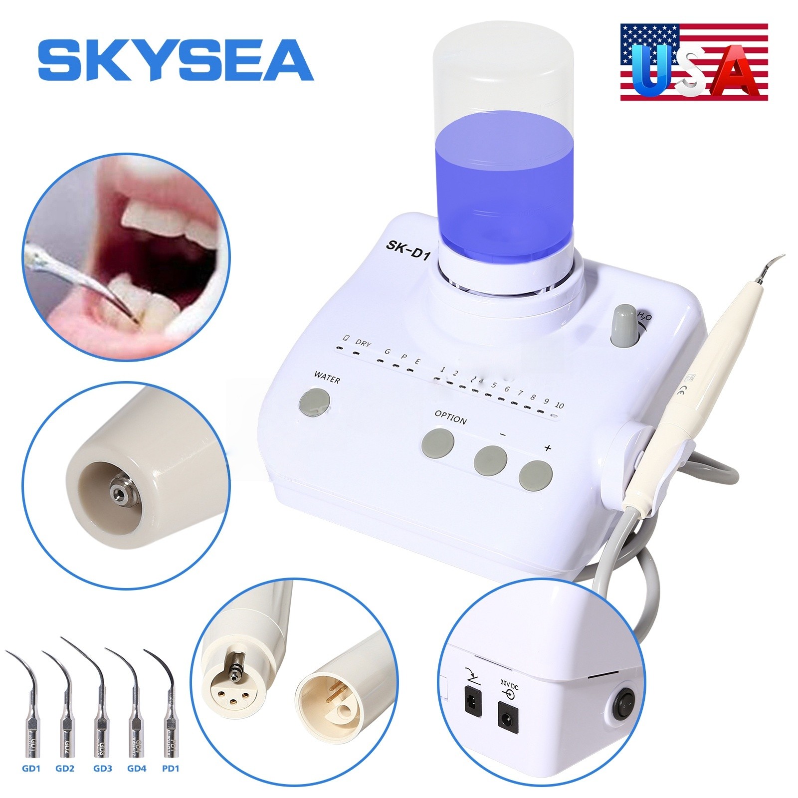 Dental Ultrasonic Piezo Scaler 2 Bottles Handpiece Tips Fit DTE Satelec SK-D1