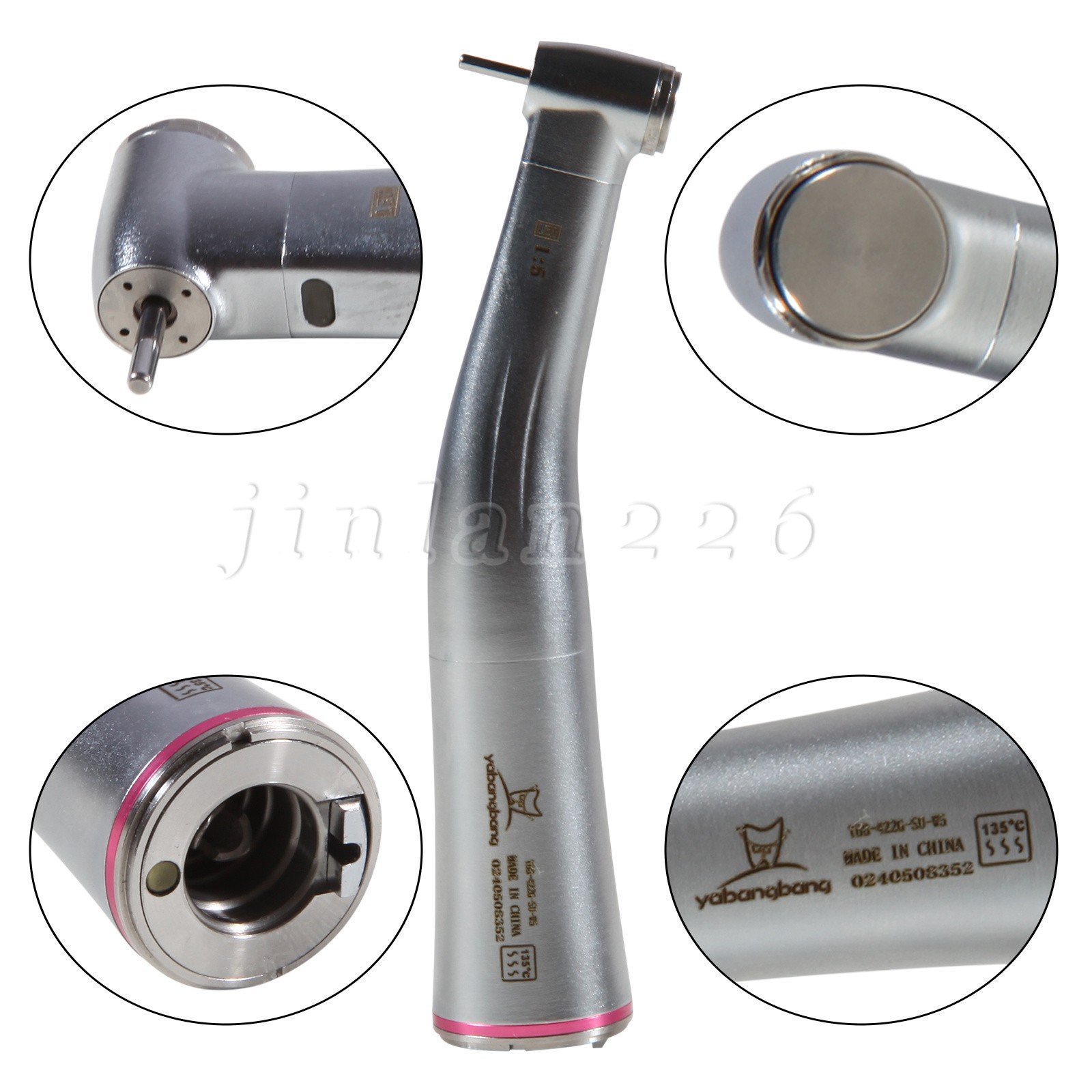 NSK Ti-MAX X95L Style Dent 1:5 LED Fiber Optic Contra Angle Handpiece Red Ring
