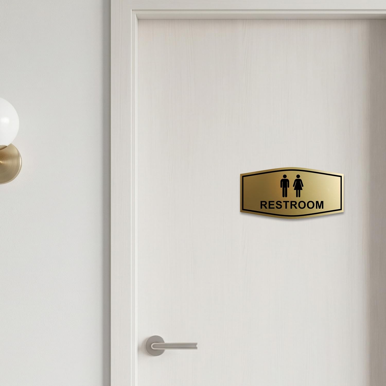 Fancy Unisex Restroom Sign Medium Brushed Gold Commercial Office Door Wall