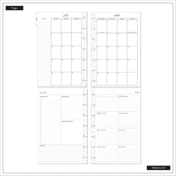 2026/2027 Happy Planner Eternal Stars Mini Dashboard Layout Planer