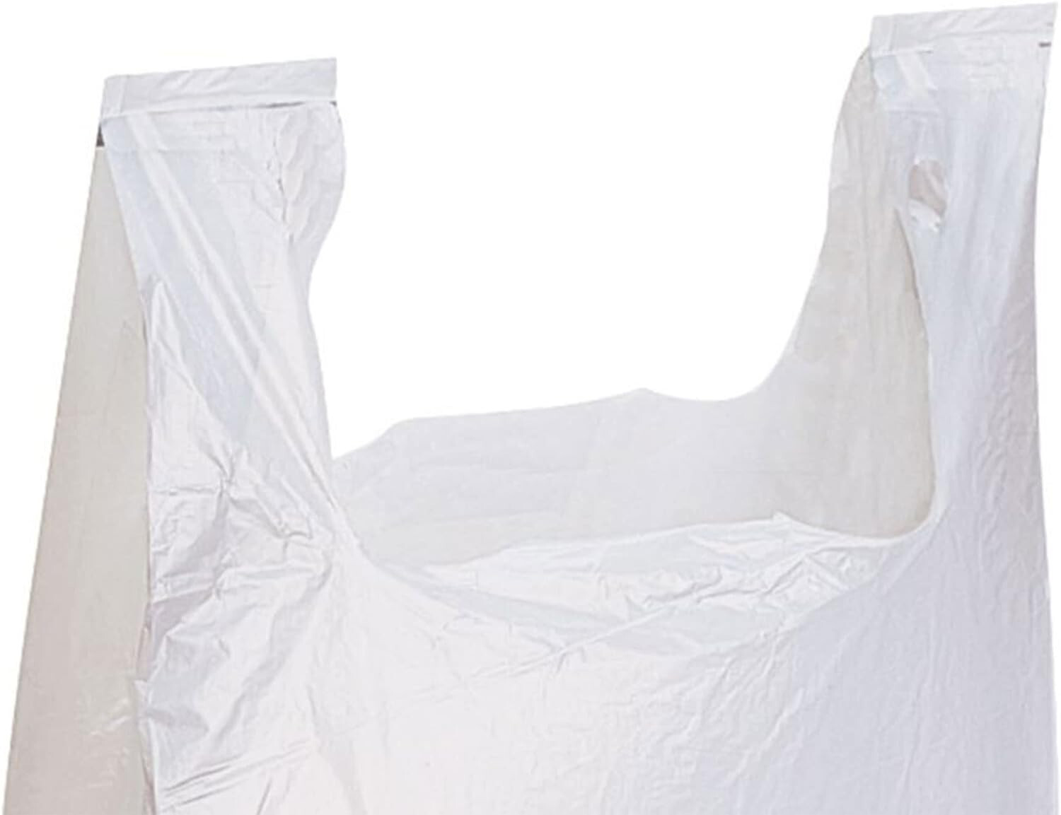 White Plastic Bags T-Shirt 1000 Retail Supermarket Grocery Handles 11 ½ x 6 x 21