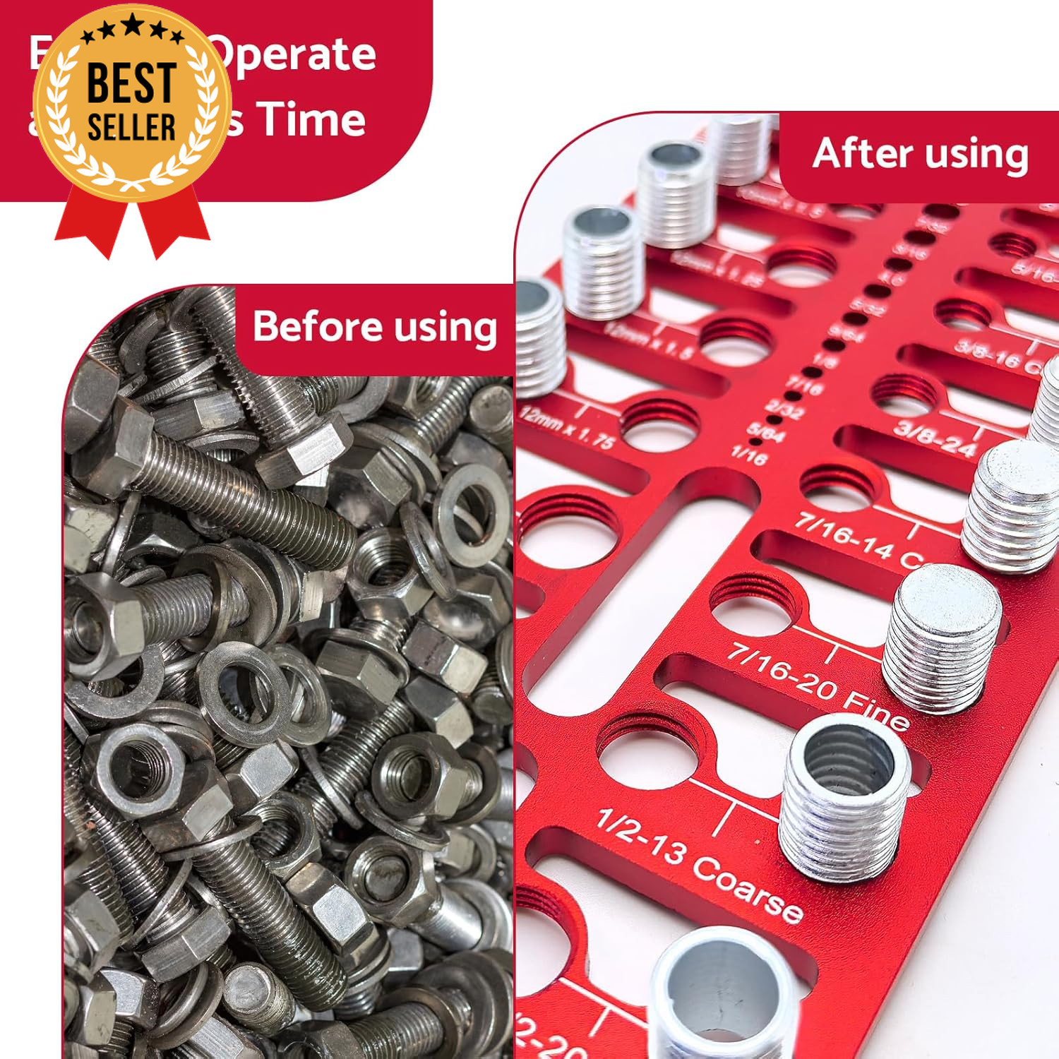 Nut & Bolt Thread Checker Gauge Standard Metric Screw Size Identifier 55pcs