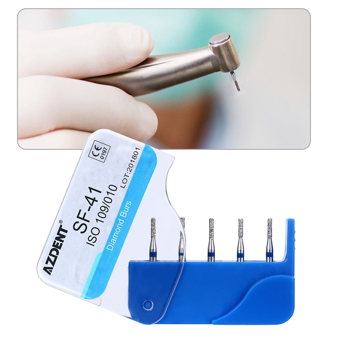 20Packs AZDENT Dental FG Diamond Burs For High Speed Handpiece Medium FG 1.6mm