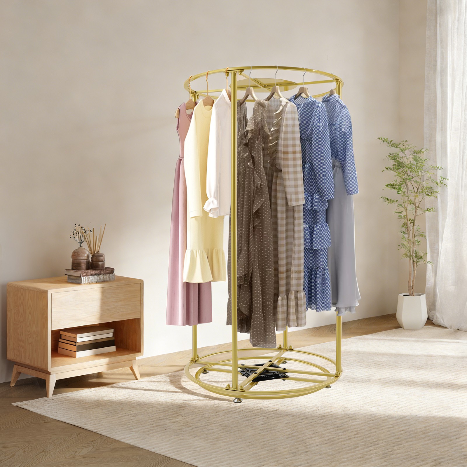 Free Standing Garment Rack 360° Rotating Clothes Display Stand for Store & Home