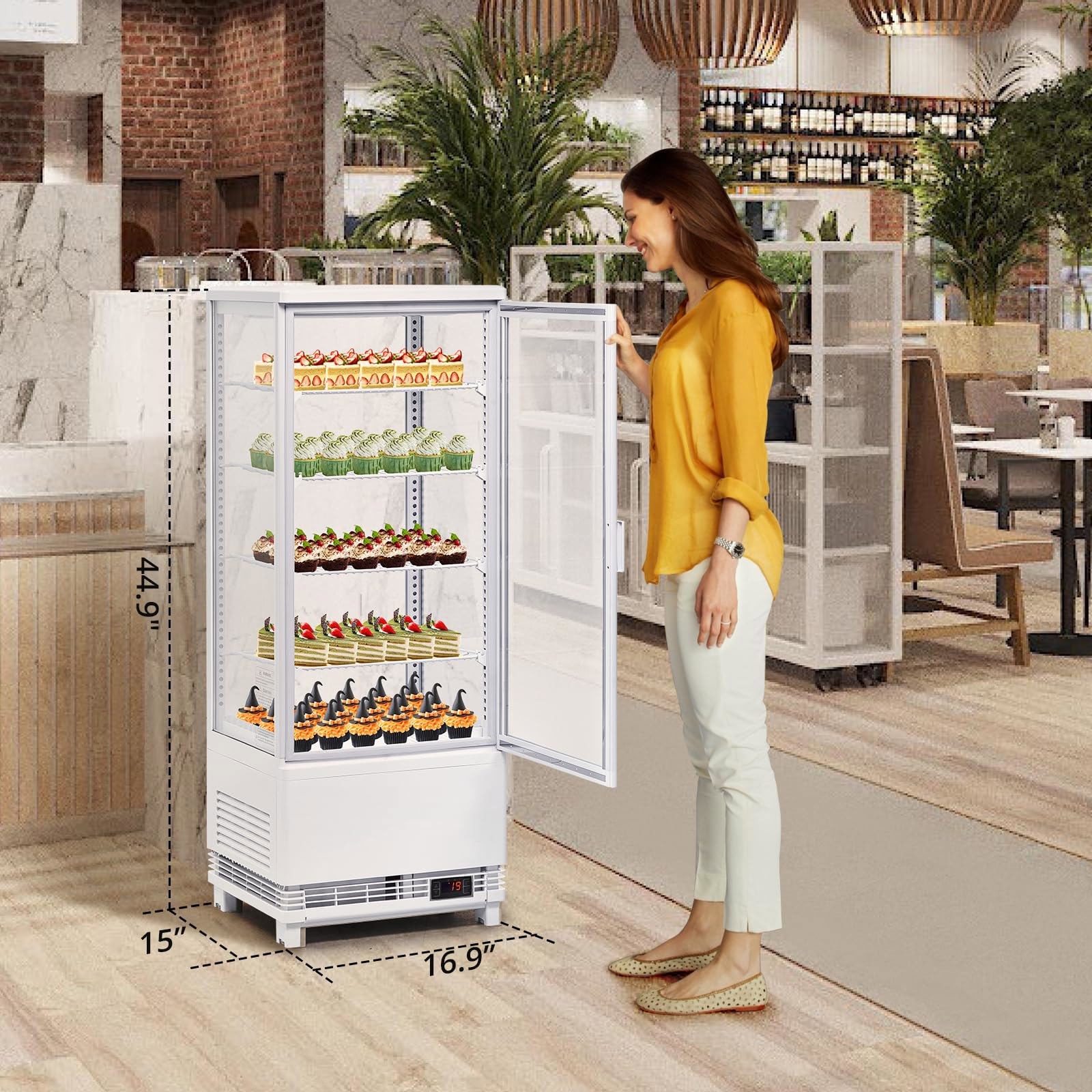 3.5 Cu Ft Commercial Display Fridge Double Glass Door For Outdoor Kitchen White