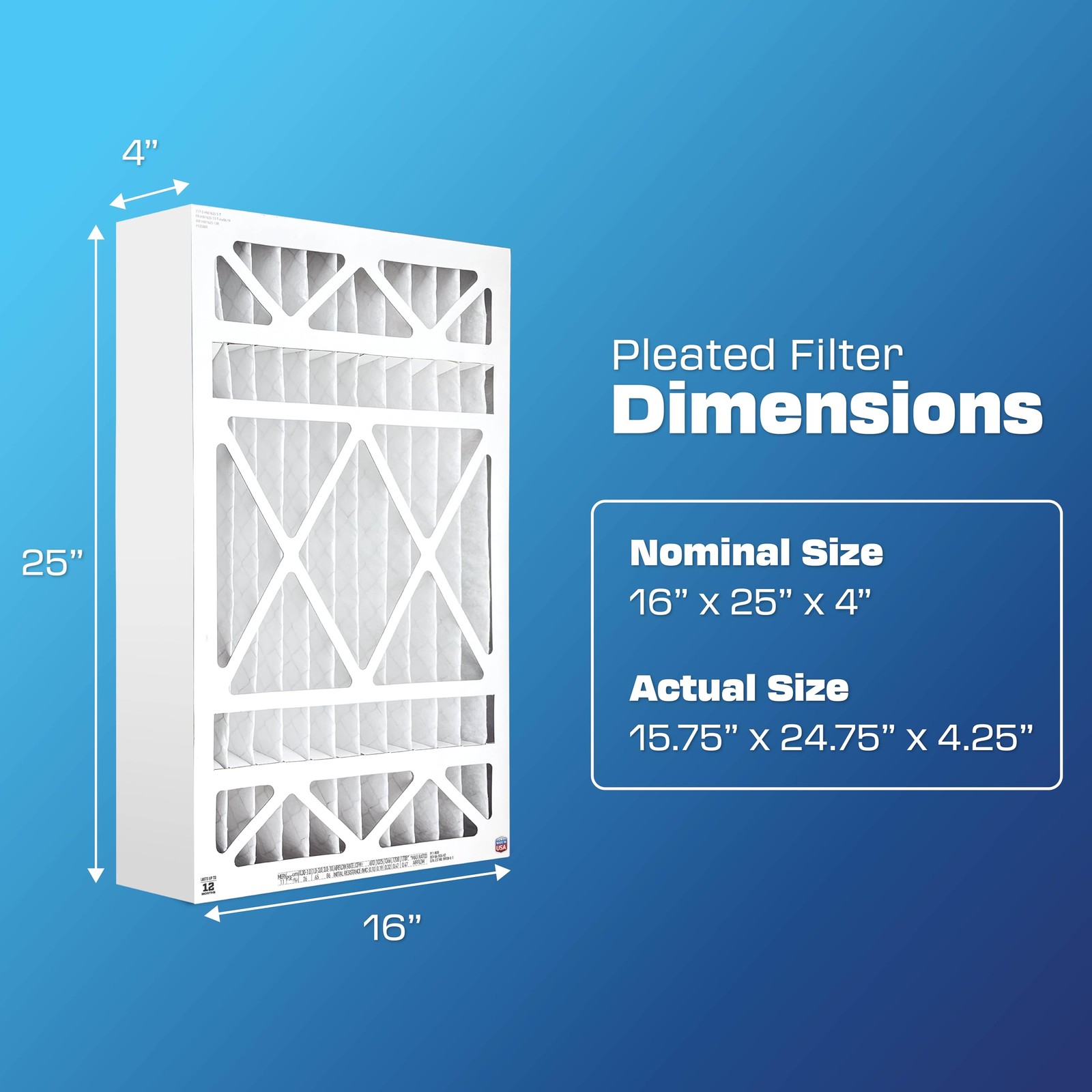 Bestair Hw1625-13R Ac Furnace Air Filter 16 X 25 X 4 Merv 13 Removes Allergens