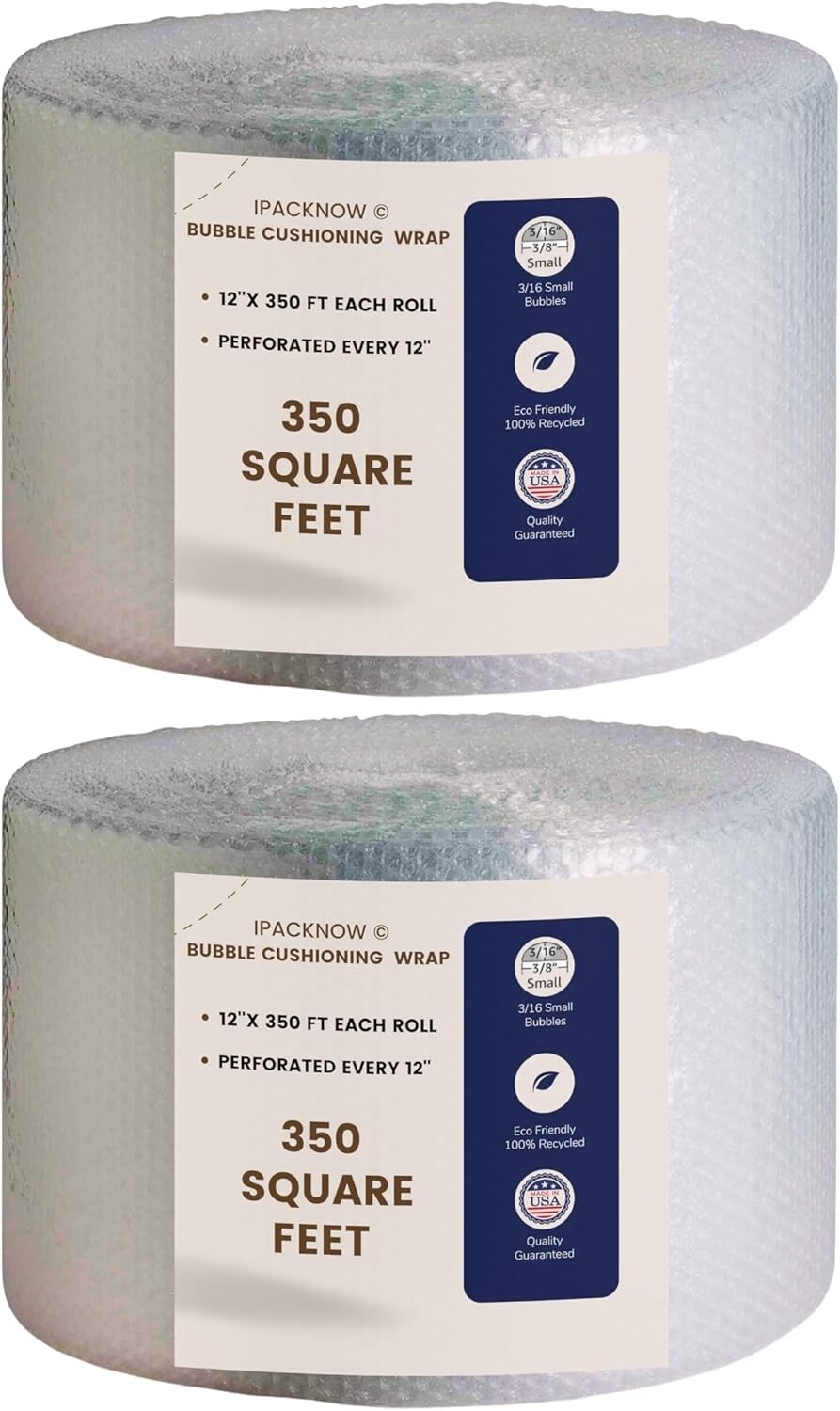 12″ Wide 700 feet Bubble Cushioning Wrap Roll Small Bubble Perforated Every 12″