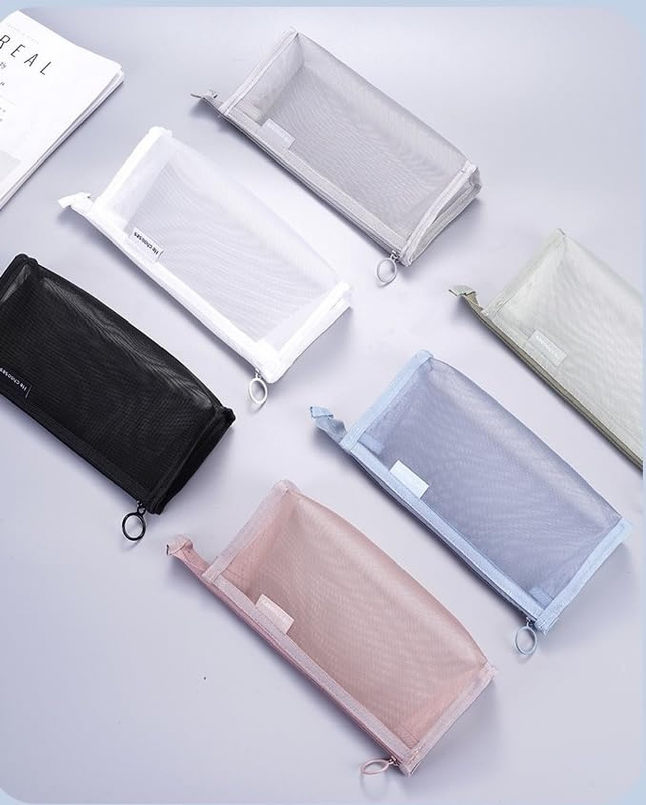 3Pcs Mesh Makeup Brush Bag, Nylon Mesh Zipper Pouch Bags Portable Clear Makeu…