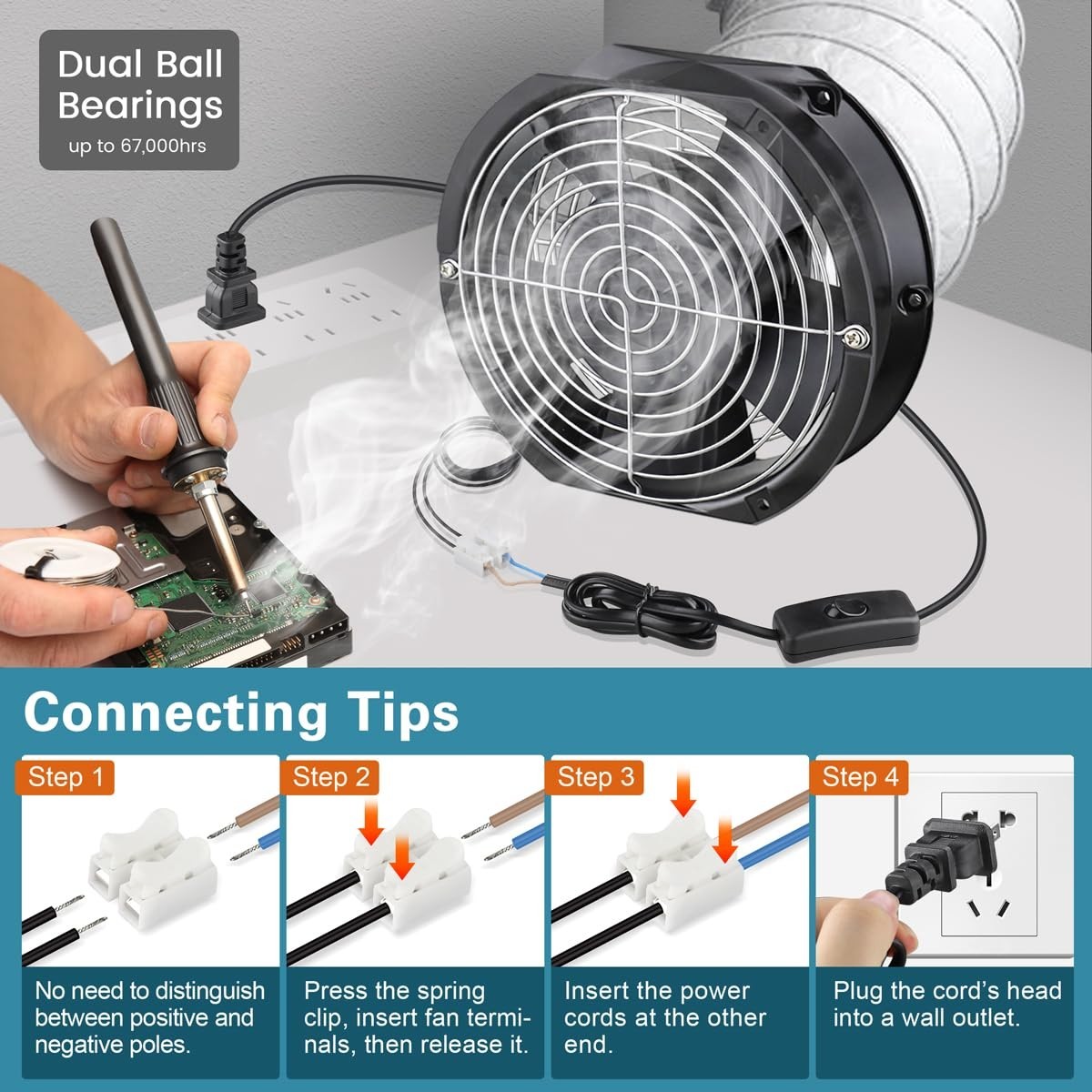 Quiet Operation 172mm Cooling Fan – 58 dB for Industrial & DIY Applications