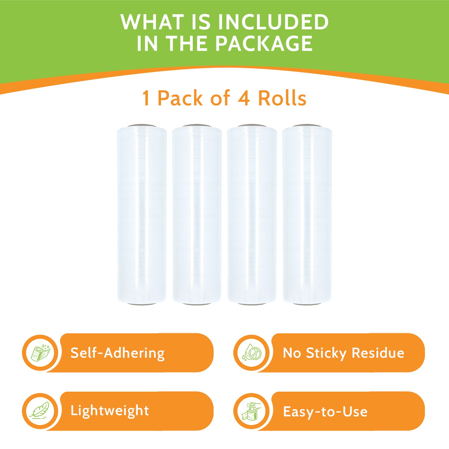 Superior Cast Hand Stretch Wrap 18″ x 1000′ 120 Gauge Shrink Film 4 Rolls
