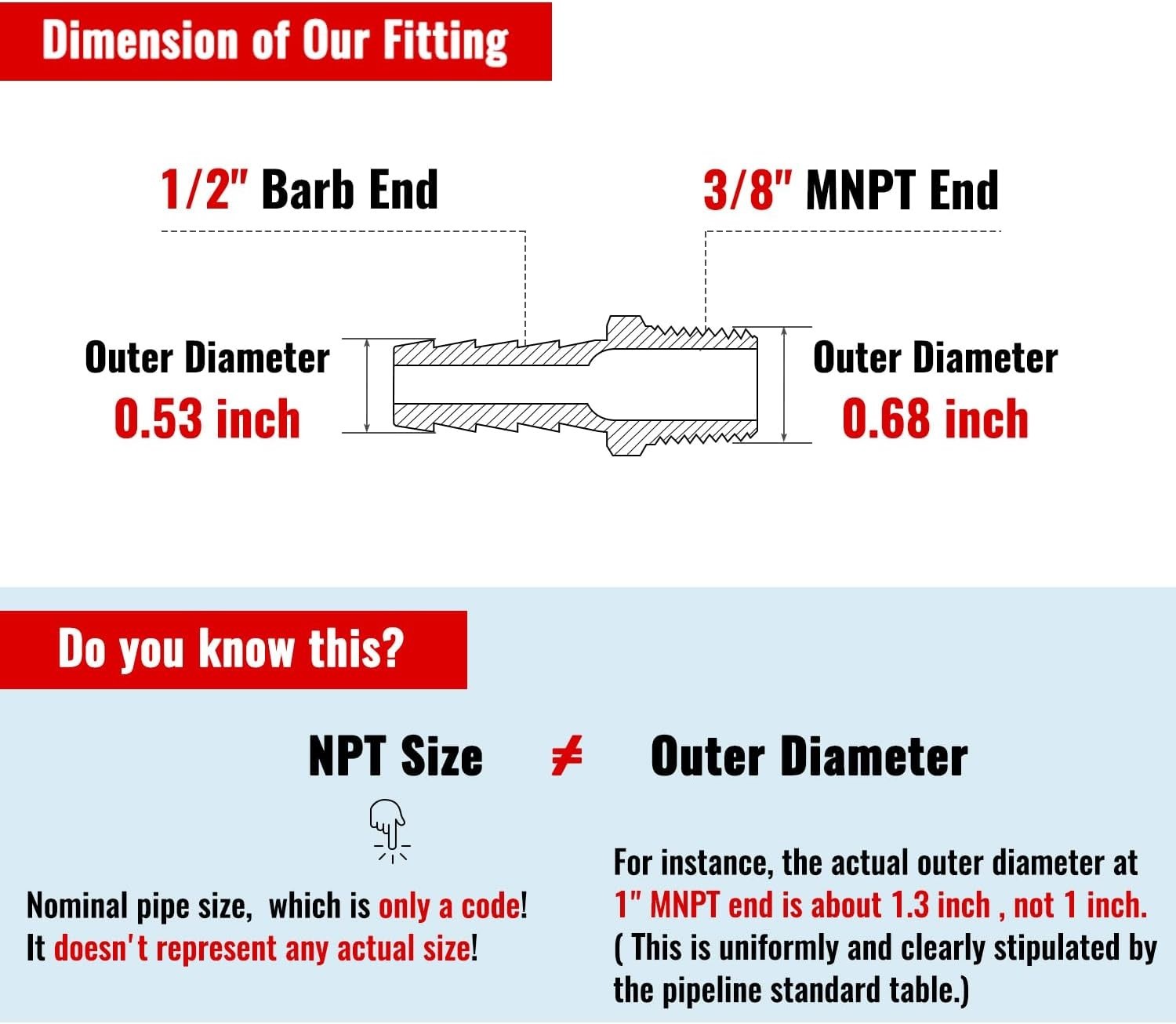 Brass Hose Barb Fittings 1/2 Inch to 3/8 Inch NPT Male Connectors Durable Air…