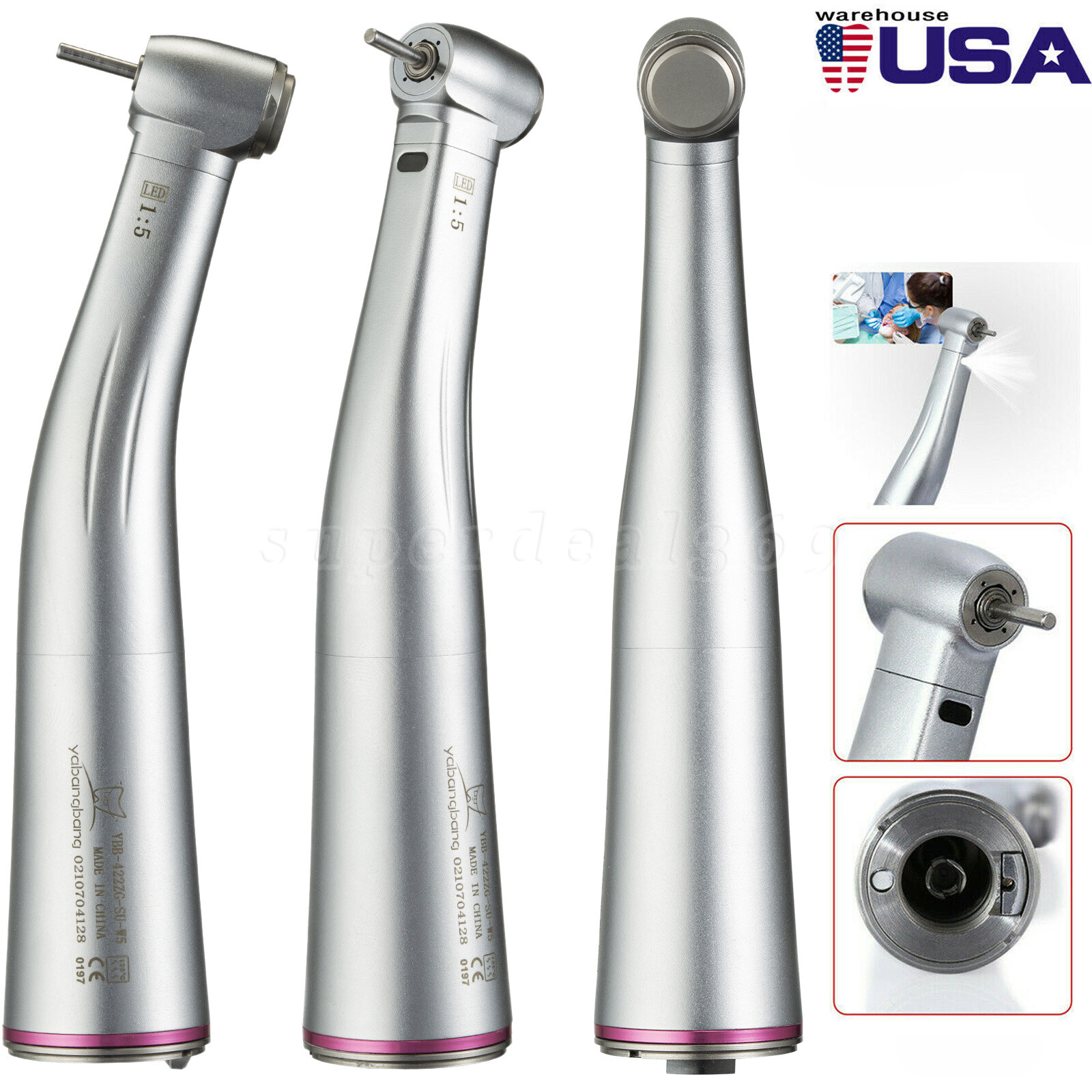 Dental 1:5 Increasing LED Contra AngleHandpiece fit NSK KaV Electric Motor DH