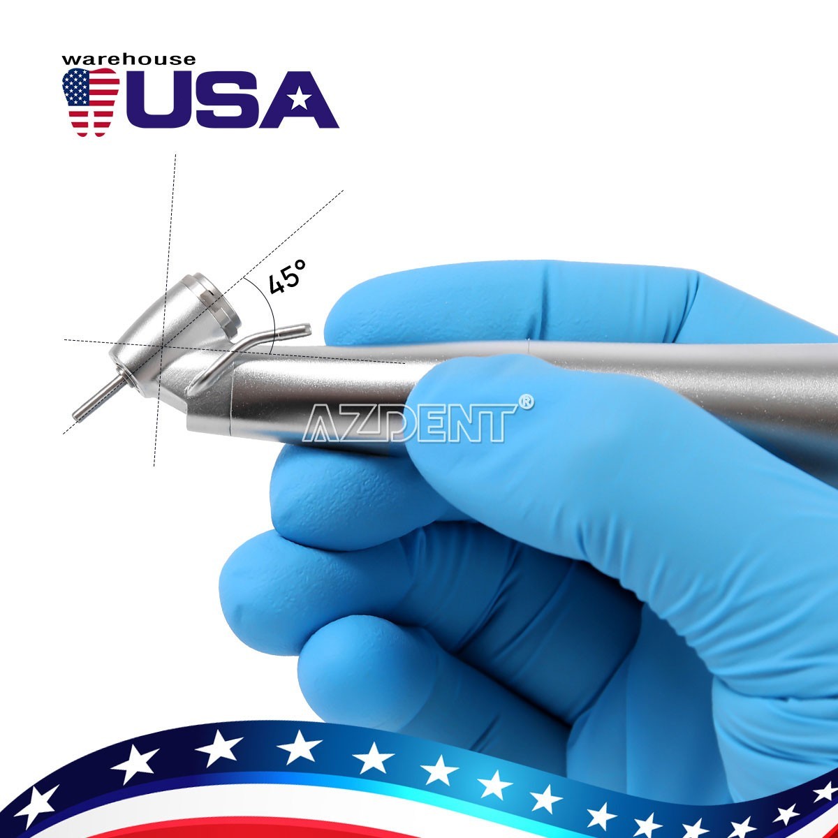 Dental Optic Fiber LED 1:4.2 Increasing Handpiece 45°Angle Head External Channel