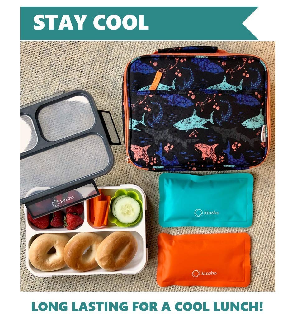 Kinsho Ice Pack For Kids Lunch Bag And Bento Boxes 4 Pack Set Reusable And