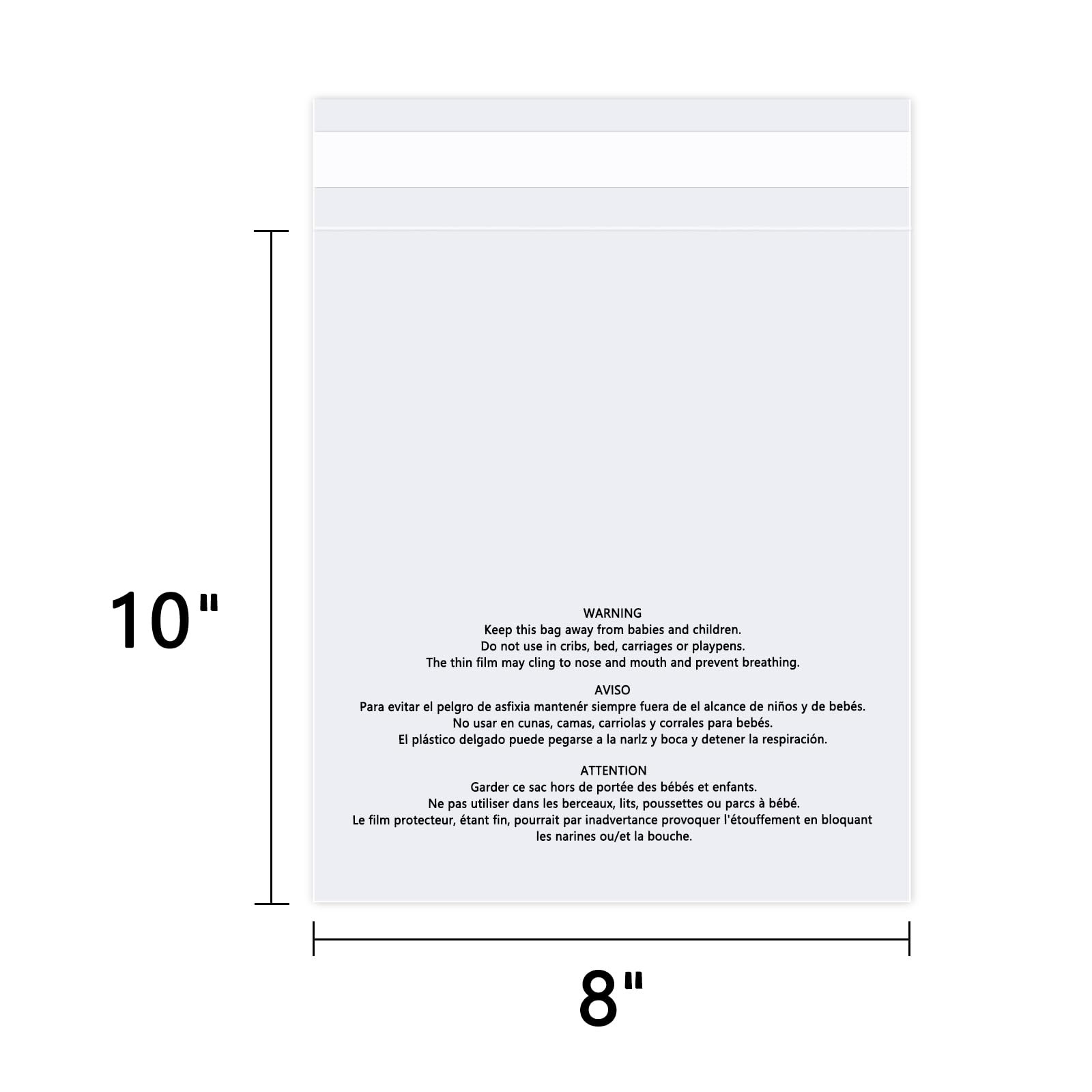 Wepoly – 8 X 10 1000 Count Self Seal Clear Poly Bags Suffocation Warning For