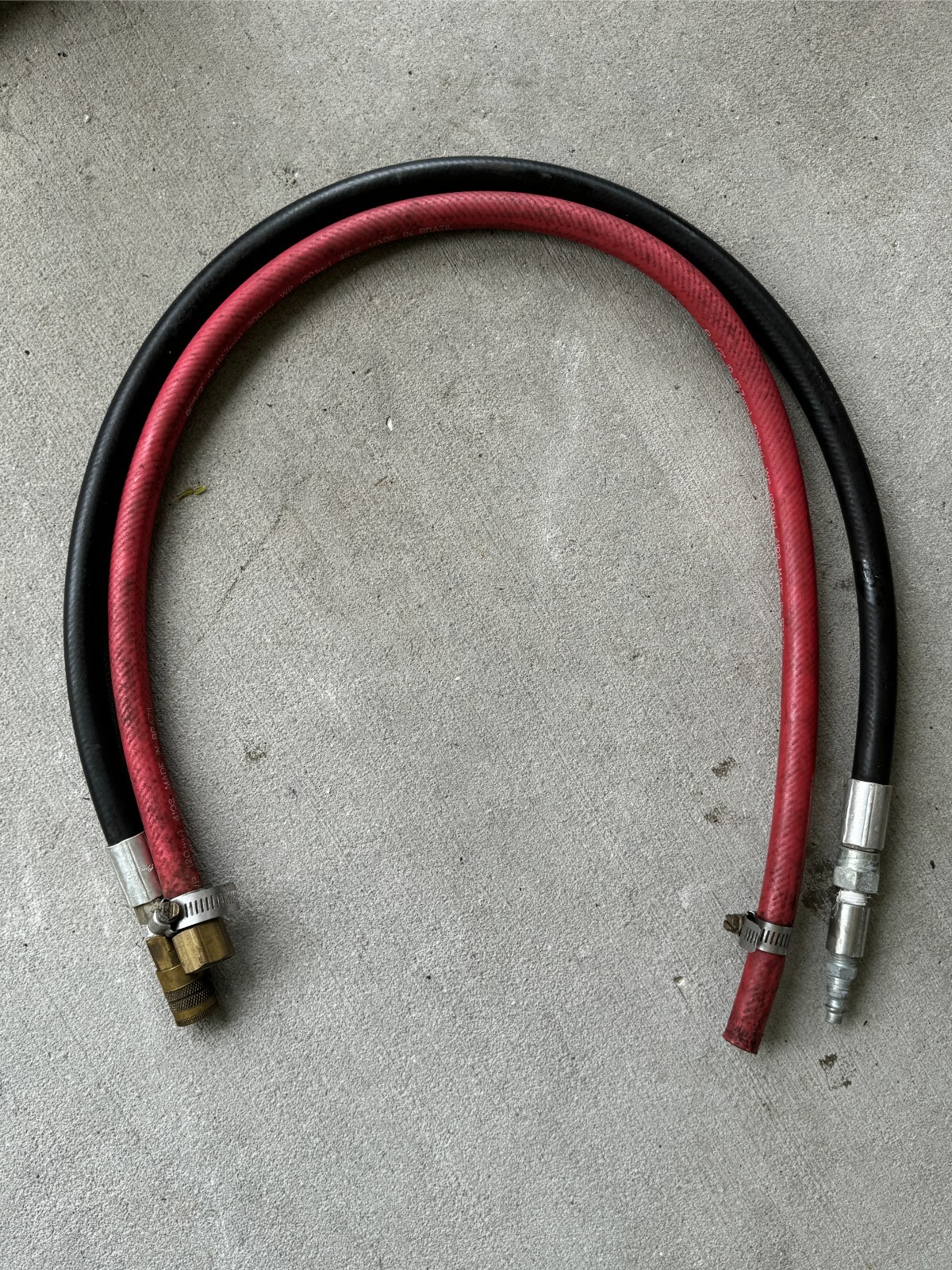 Lot of 8 Industrial Vinyl Pneumatic Air Tool Hoses w/Brass Couplings & Fittings