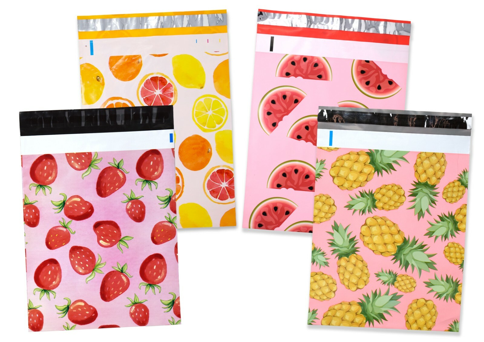 NEW 10×13 Strawberries, Watermelon, Pink PIneapple, Citrus Poly Shipping Mailers
