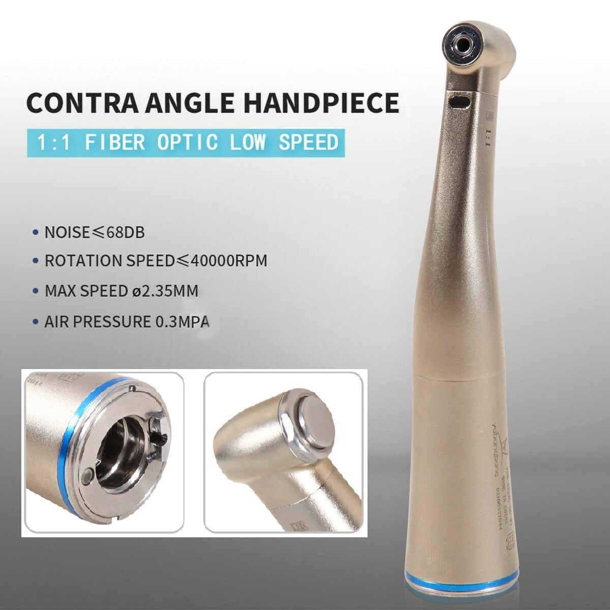 Dental Contra Angle Handpiece 1:1 LED Fiber Optic Low Speed φ2.35mm NSK Style