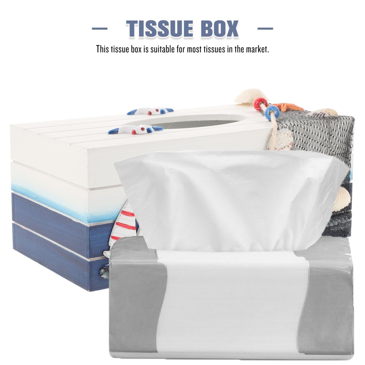 Topbathy Beach Tissue – Wooden Tissue Cover Napkin Holder For Table Rectangle