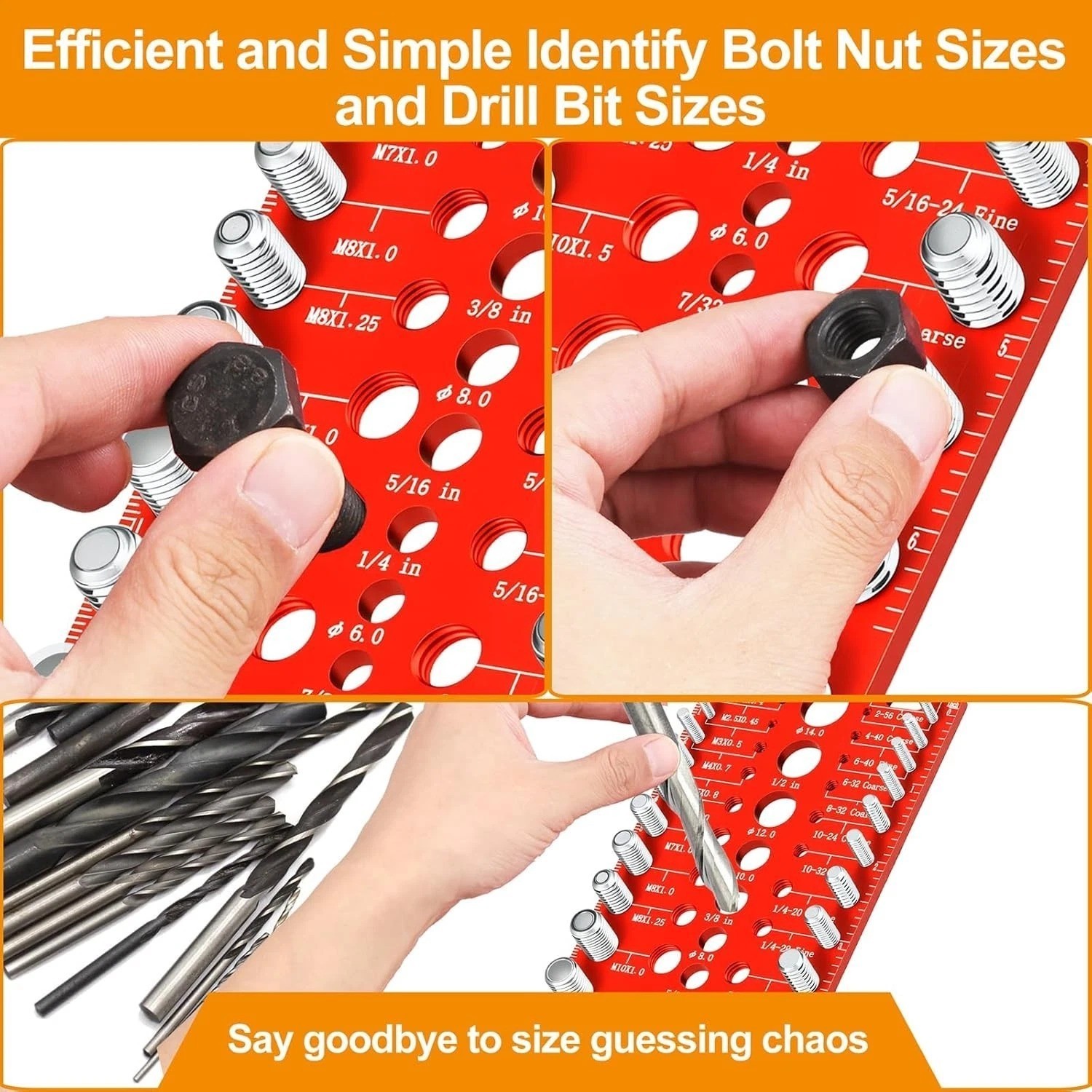 55PCS Thread Checker | Nut Bolt Size Gauge Metric SAE + Drill Bit Gauge Kit